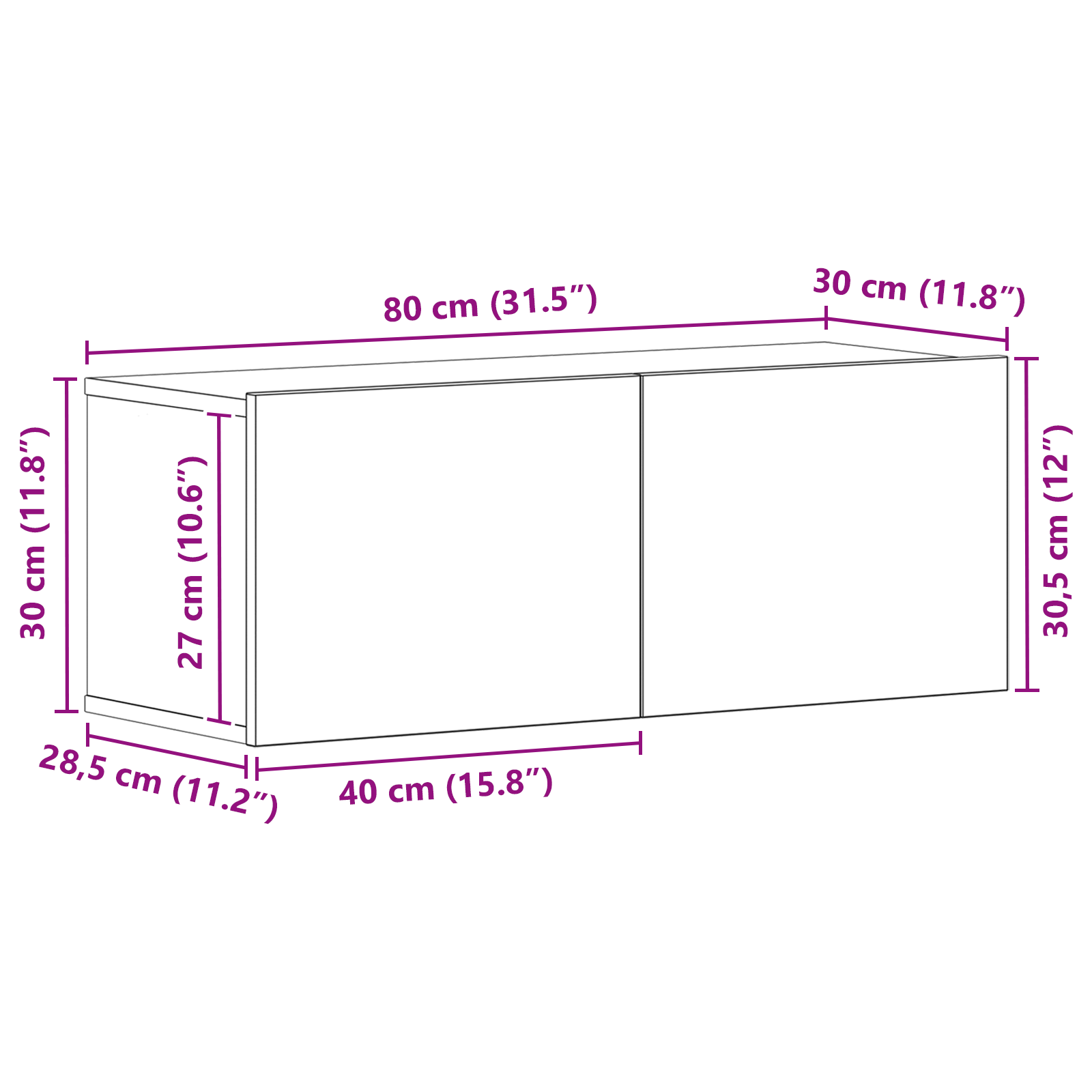 Stand TV Negru din Stejar 80x30x30 cm Fabricat din Lemn Fals GartenMobel Dekor
