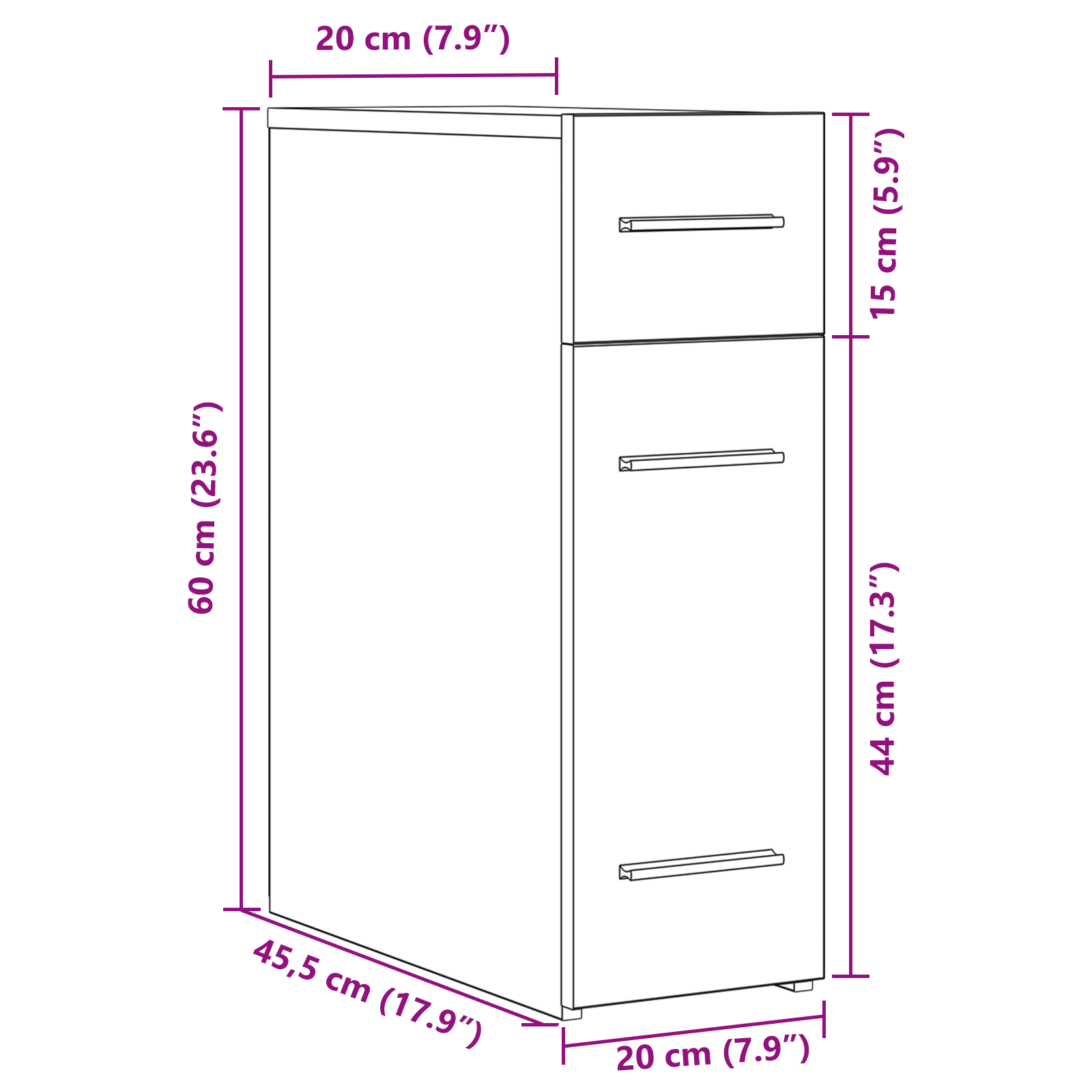 Dulap de farmacie, stejar artizanal, 20x45,5x60 cm, lemn GartenMobel Dekor