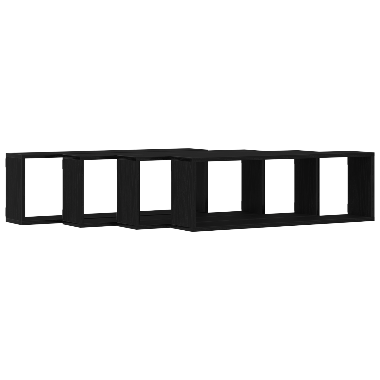 Raft montat pe perete  Set de 4 Stejar negru Lemn prelucrat GartenMobel Dekor