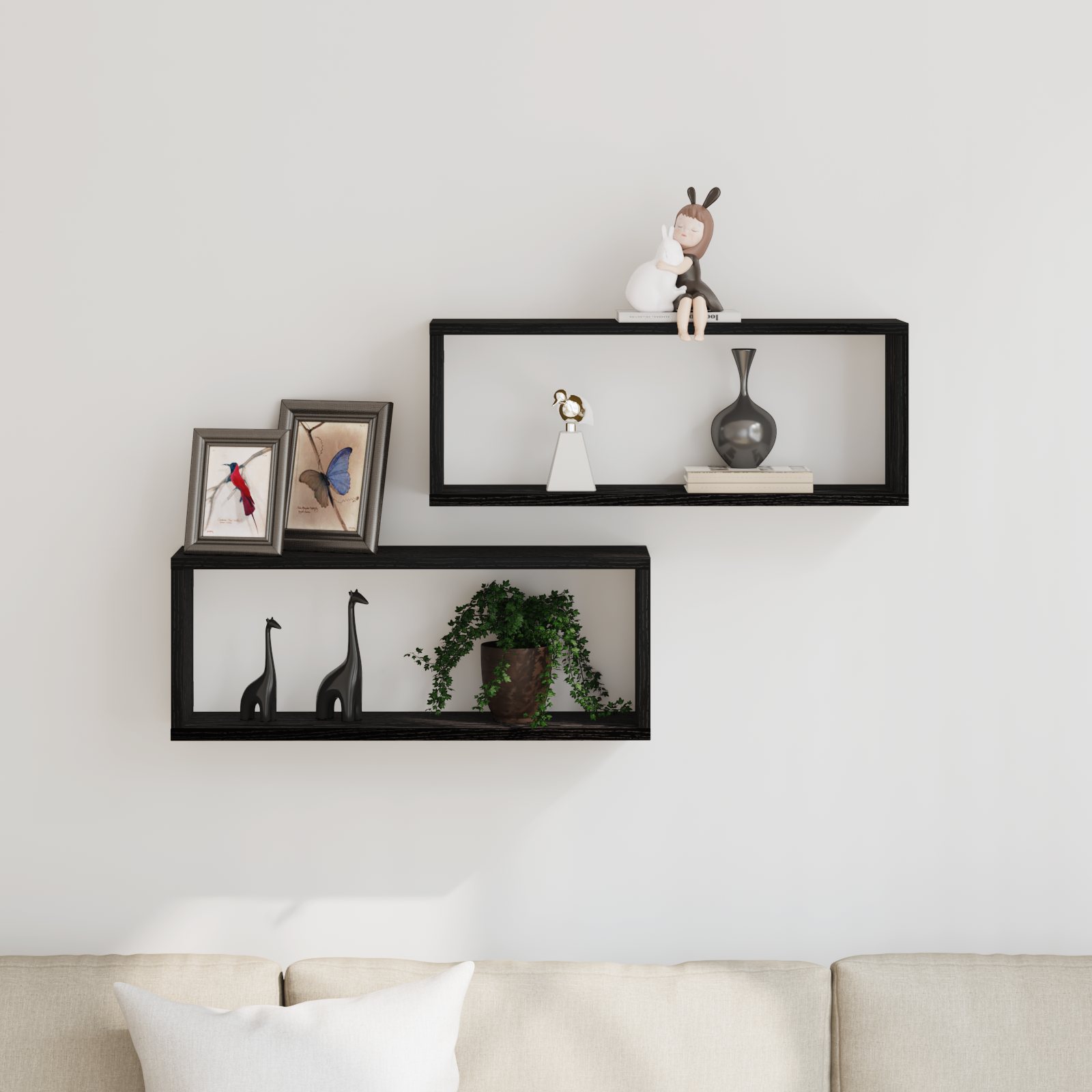 Rafturi vitaXL 2 buc Negru Stejar 60x15x23 cm Făcute din lemn lamelat GartenMobel Dekor