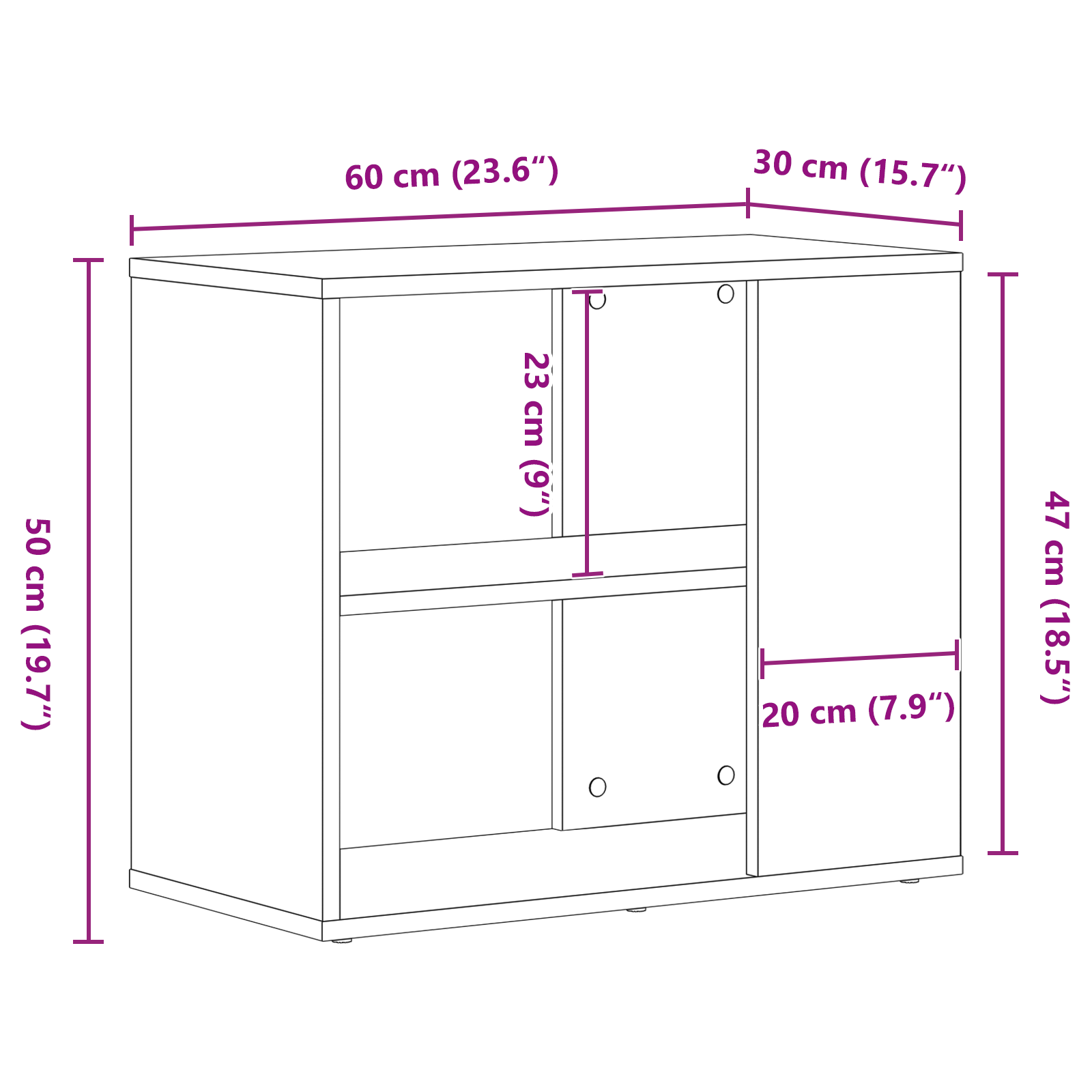 bufet  Negru Stejar 60x30x50 cm Lemn prelucrat GartenMobel Dekor