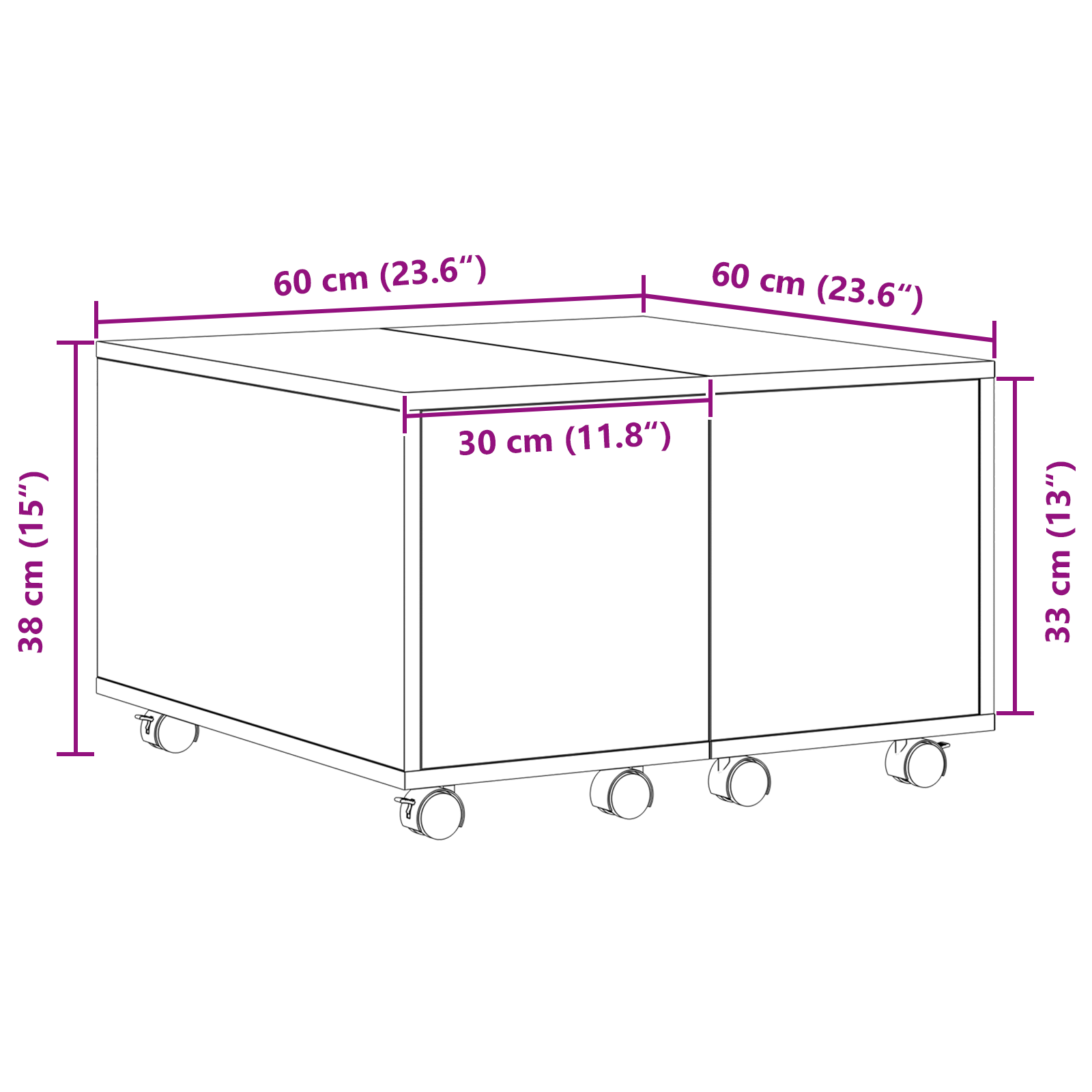 masă de cafea  Negru Stejar 60x60x38 cm din Lemn Compozit GartenMobel Dekor