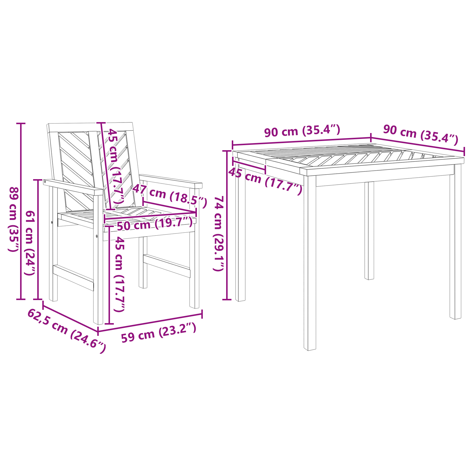 Set de dining pentru grădină 4 piese din lemn masiv de acacia GartenMobel Dekor