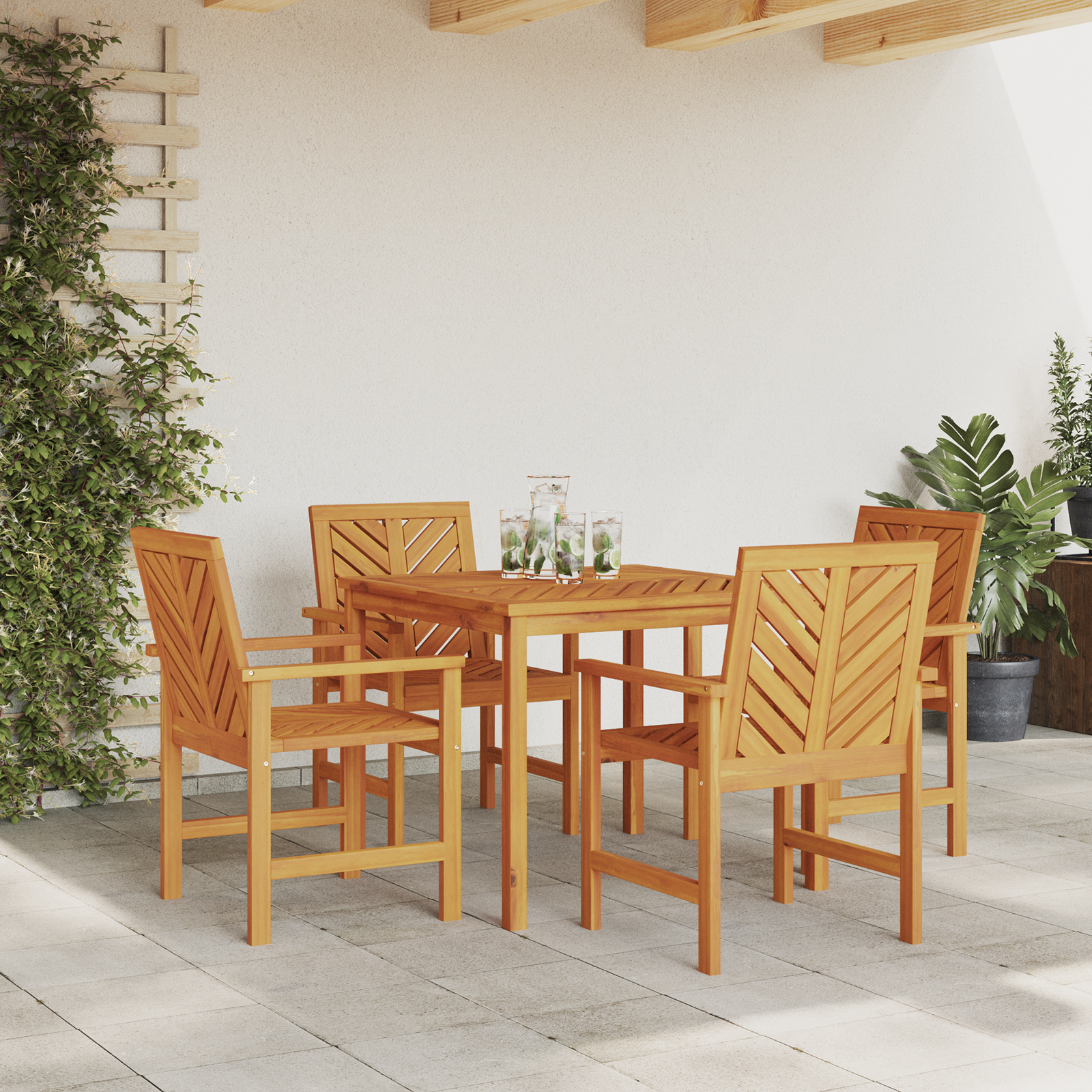 Set de dining pentru grădină 4 piese din lemn masiv de acacia GartenMobel Dekor