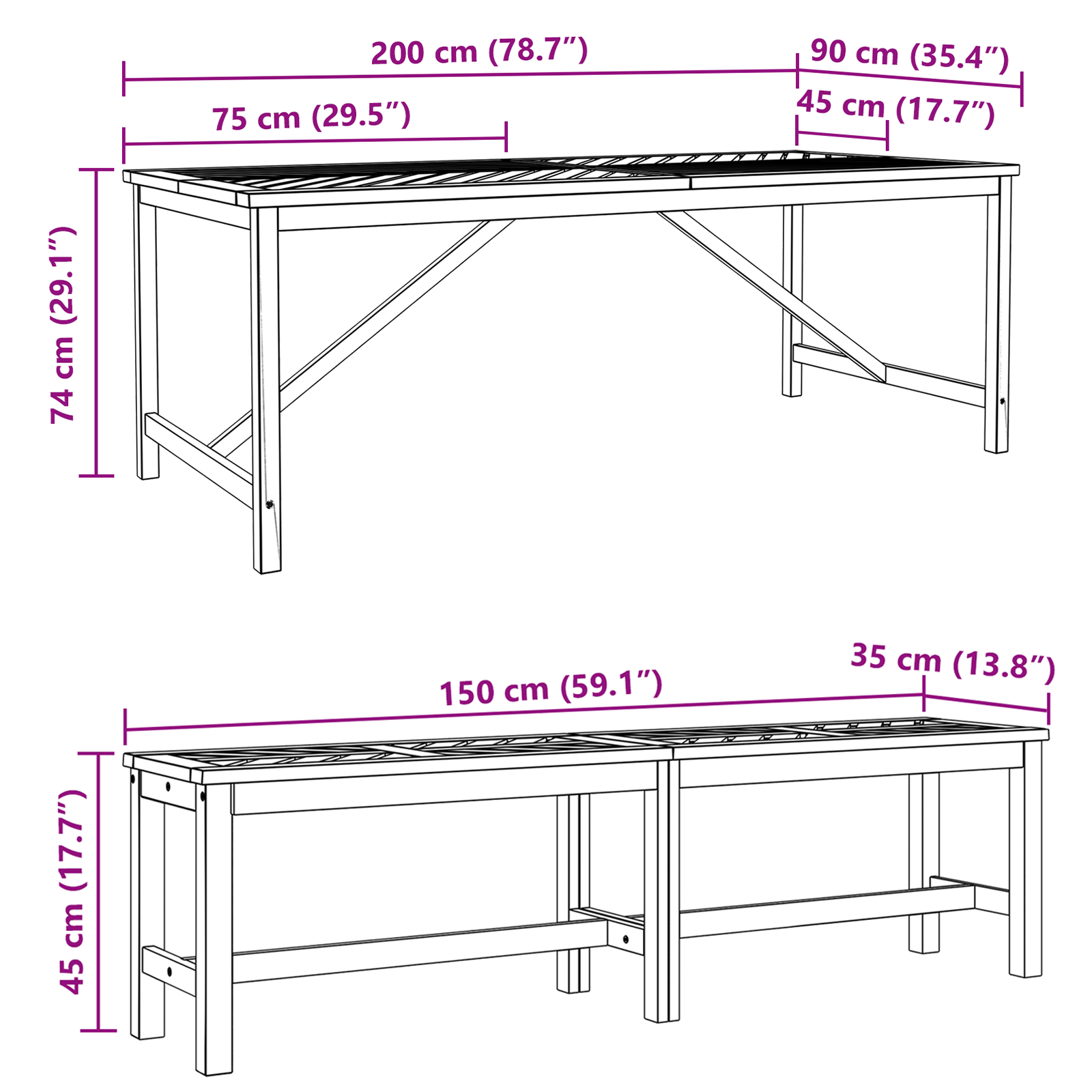 Set de dining pentru grădină din lemn masiv de acacia GartenMobel Dekor