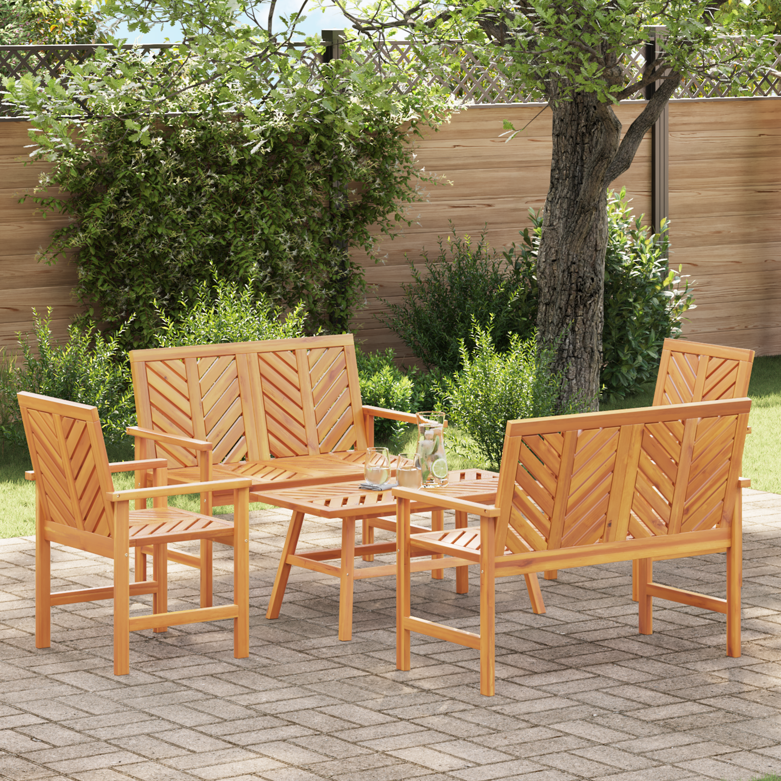 Set lounge pentru grădină 5 Piese din lemn solid de acacia GartenMobel Dekor