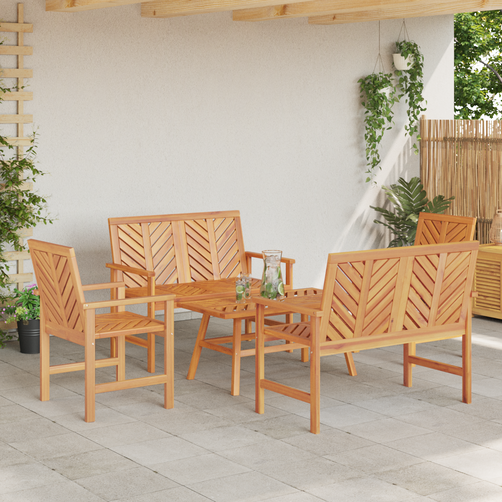 Set lounge pentru grădină 5 Piese din lemn solid de acacia GartenMobel Dekor