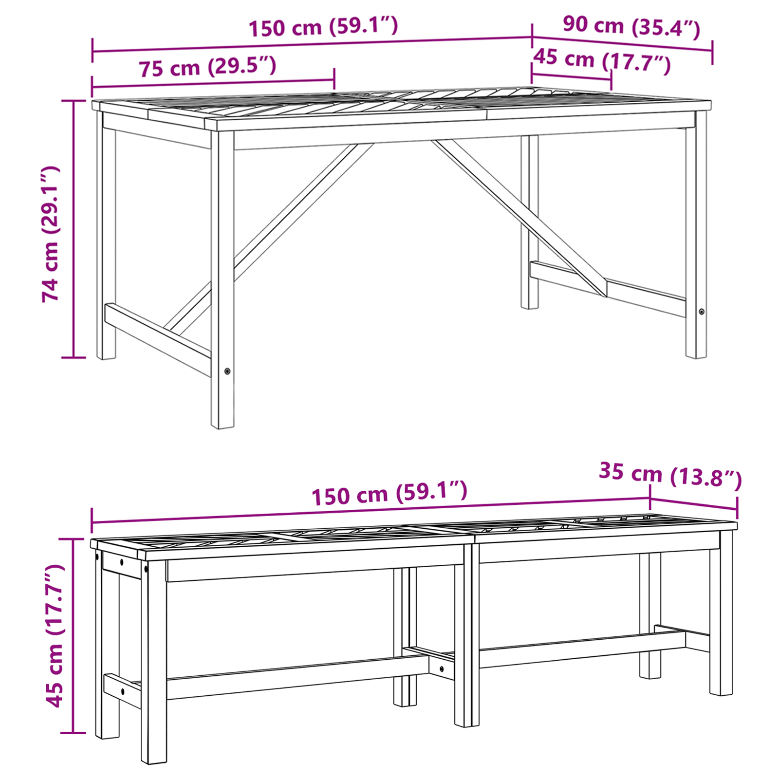 Set masă grădină 3 piese lemn masiv acacia GartenMobel Dekor