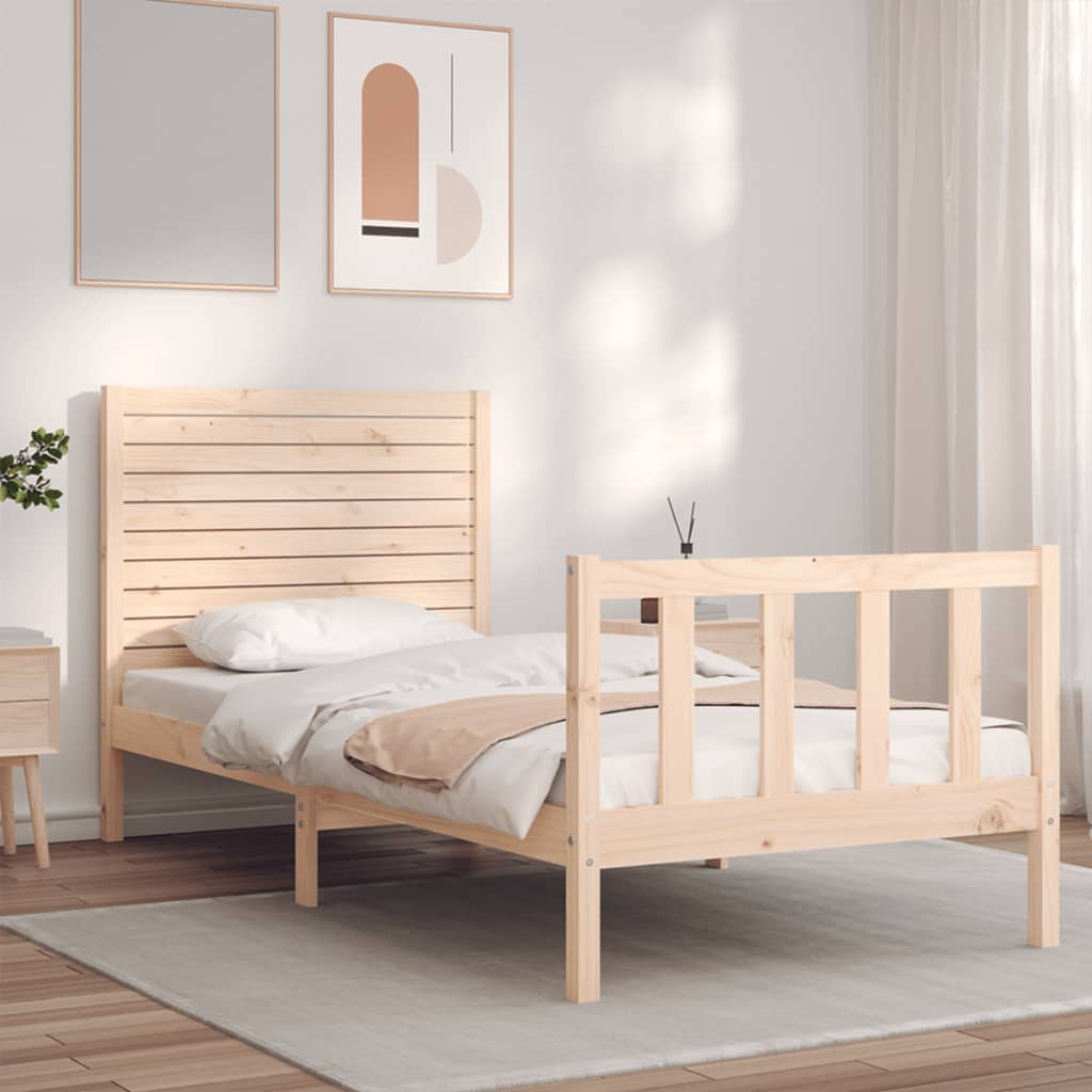 Cadru de pat cu tăblie single, lemn masiv GartenMobel Dekor