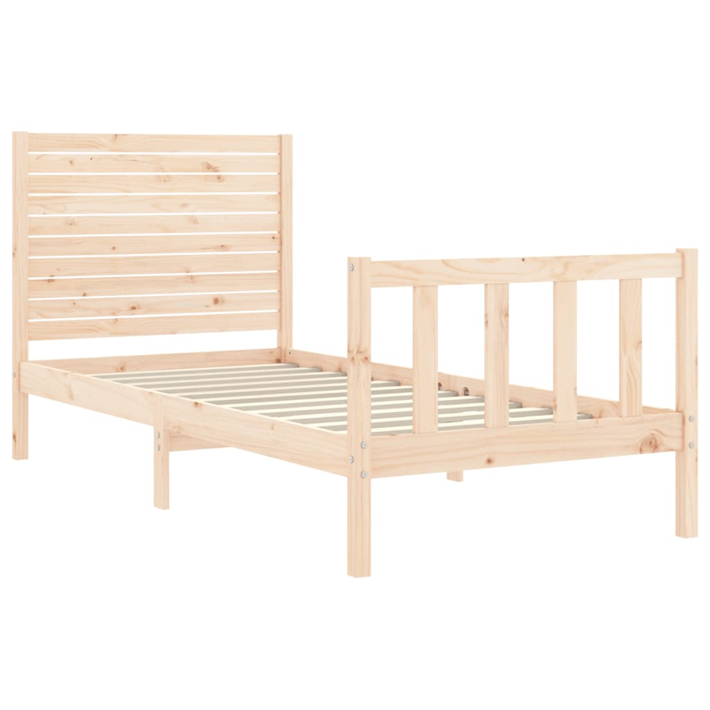Cadru de pat cu tăblie single, lemn masiv GartenMobel Dekor