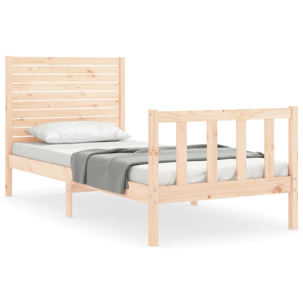 Cadru de pat cu tăblie single, lemn masiv GartenMobel Dekor