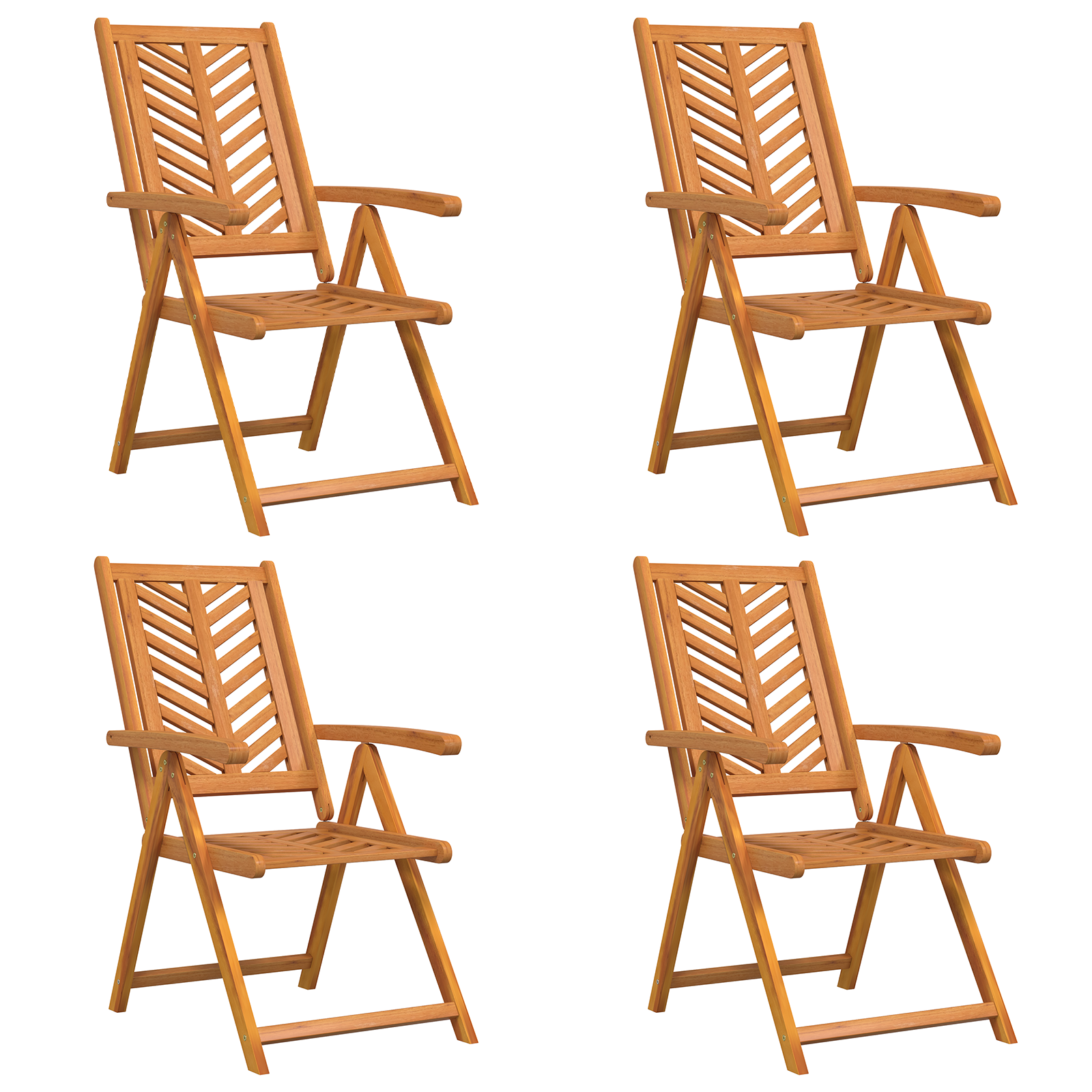 Scaune de Grădină Reclinabile 4 pcs Lemn Solid de Acacia GartenMobel Dekor
