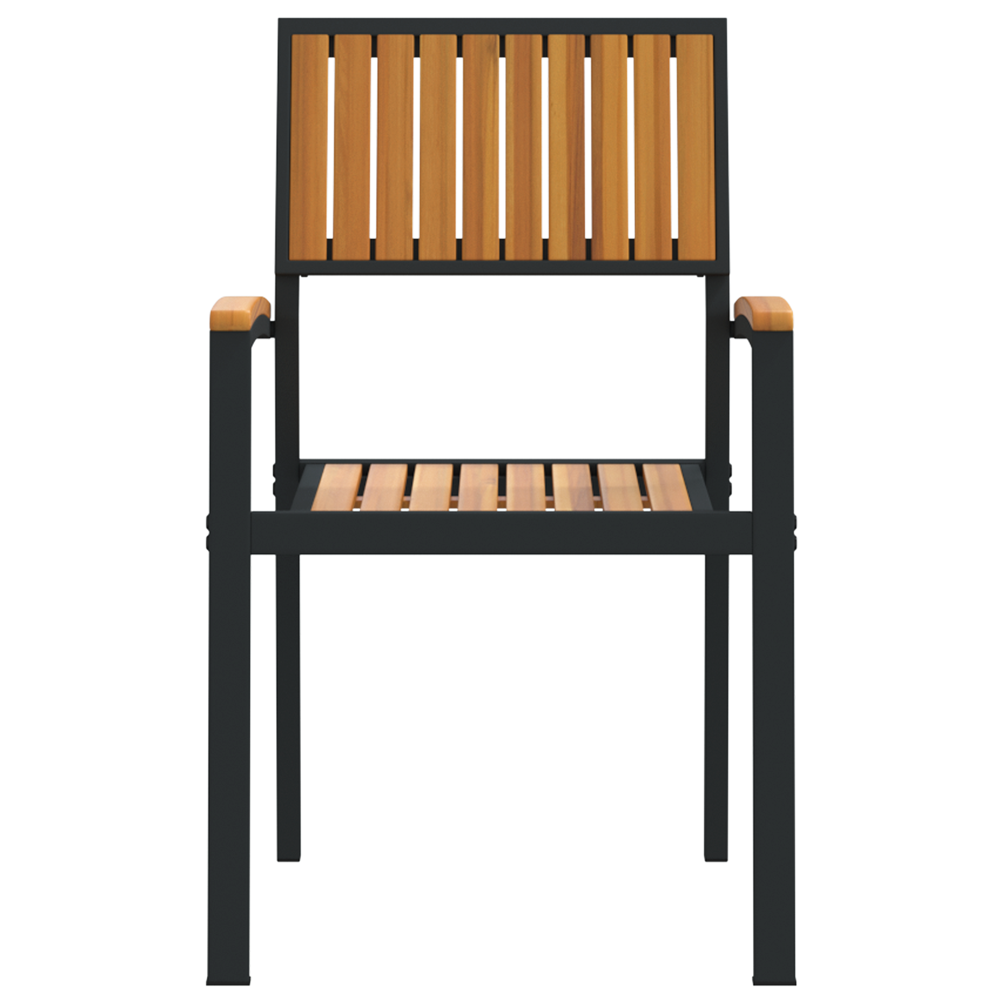 Scaune de grădină stacking 6 pcs Oțel negru și lemn solid de acacia GartenMobel Dekor