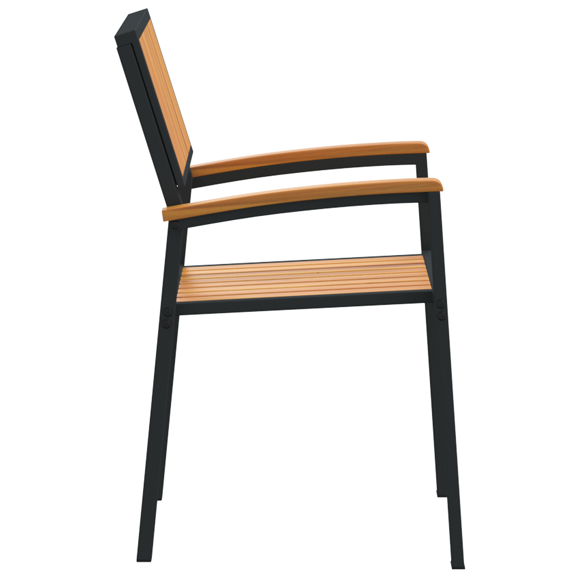 Scaune de grădină stivuibile 8 buc Negru din oțel și lemn solid de acacia GartenMobel Dekor