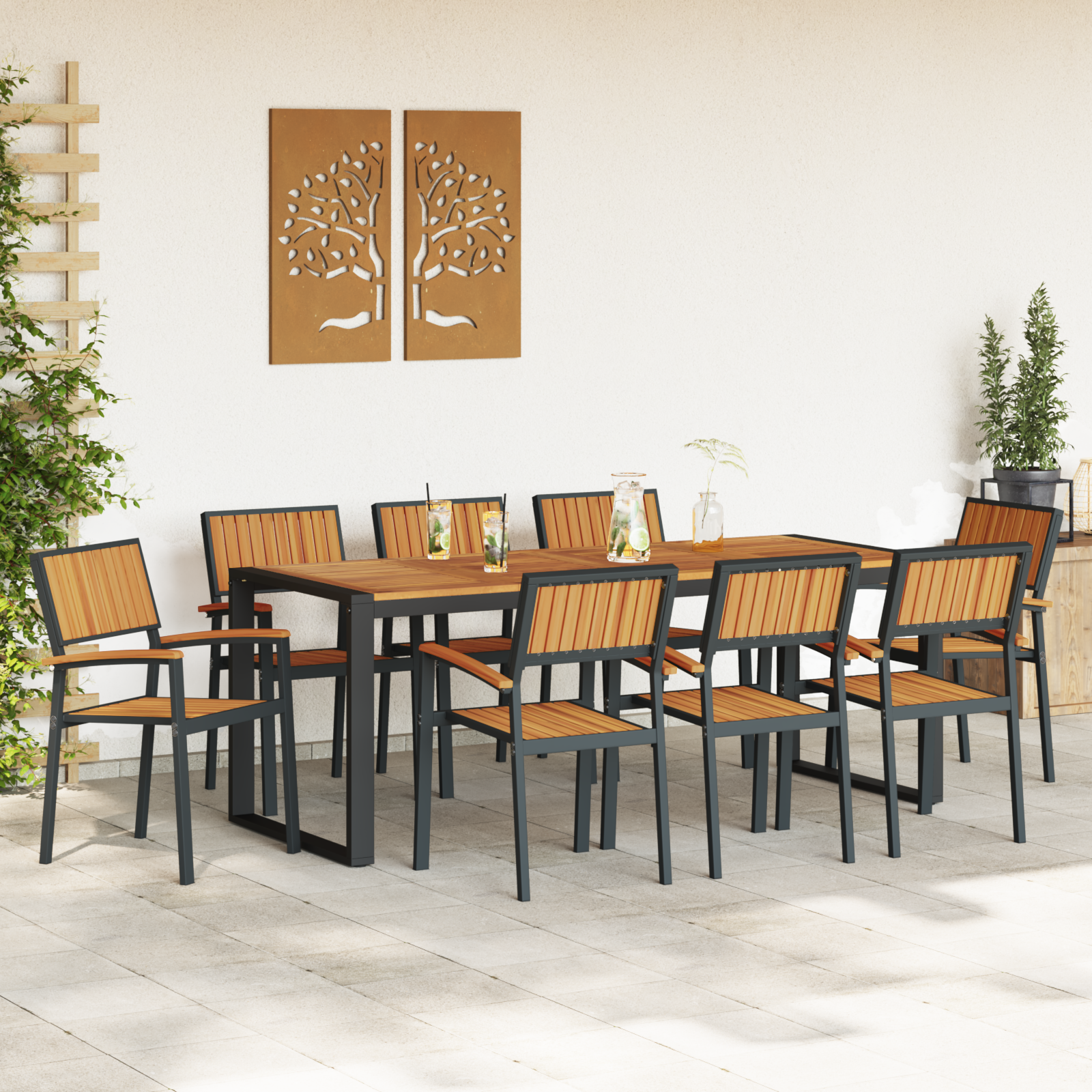 Set de Dining cu 5 Piese din Lemn Masiv de Acacia și Metal GartenMobel Dekor