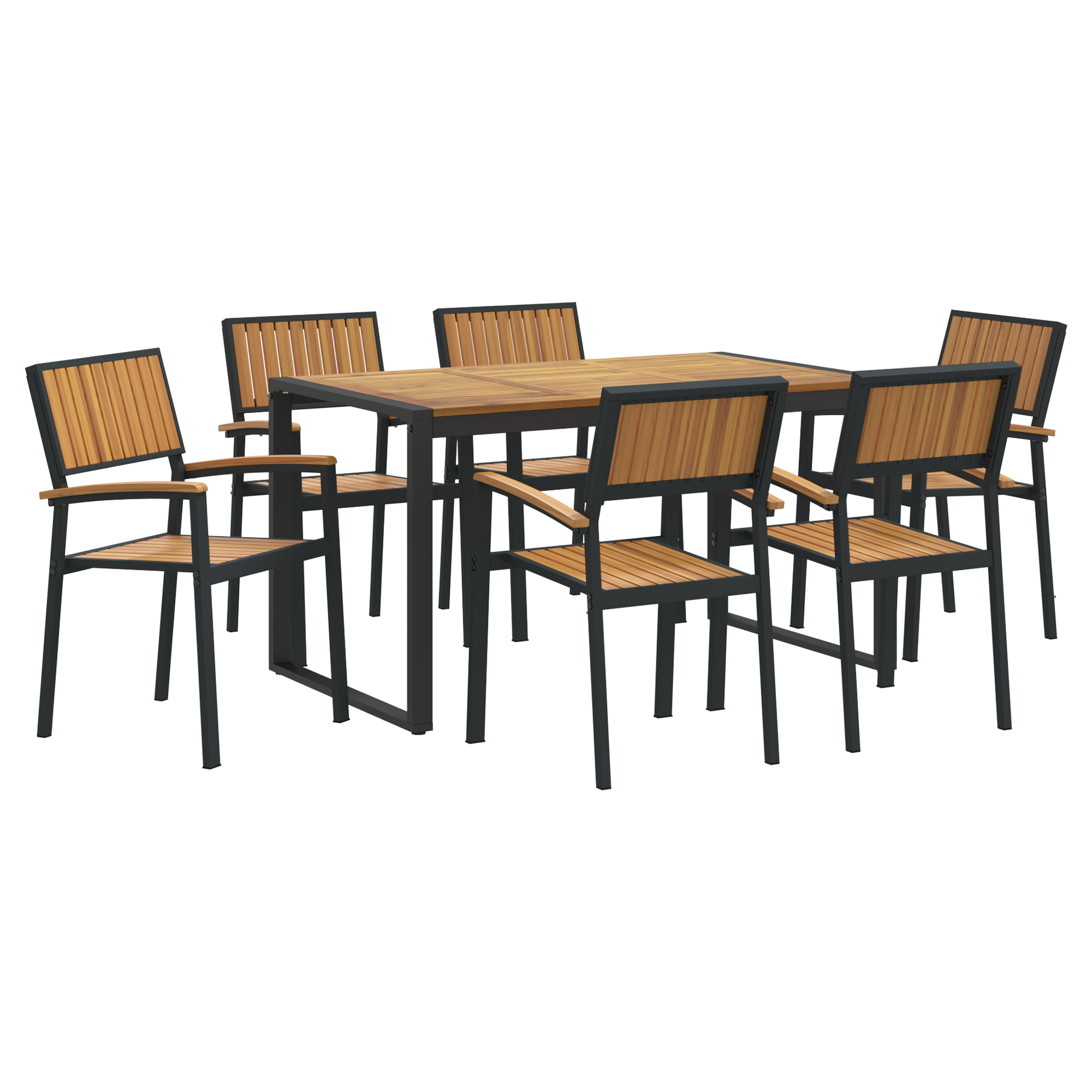 Set de dining pentru grădină cu 7 piese din lemn masiv de acacia și metal GartenMobel Dekor