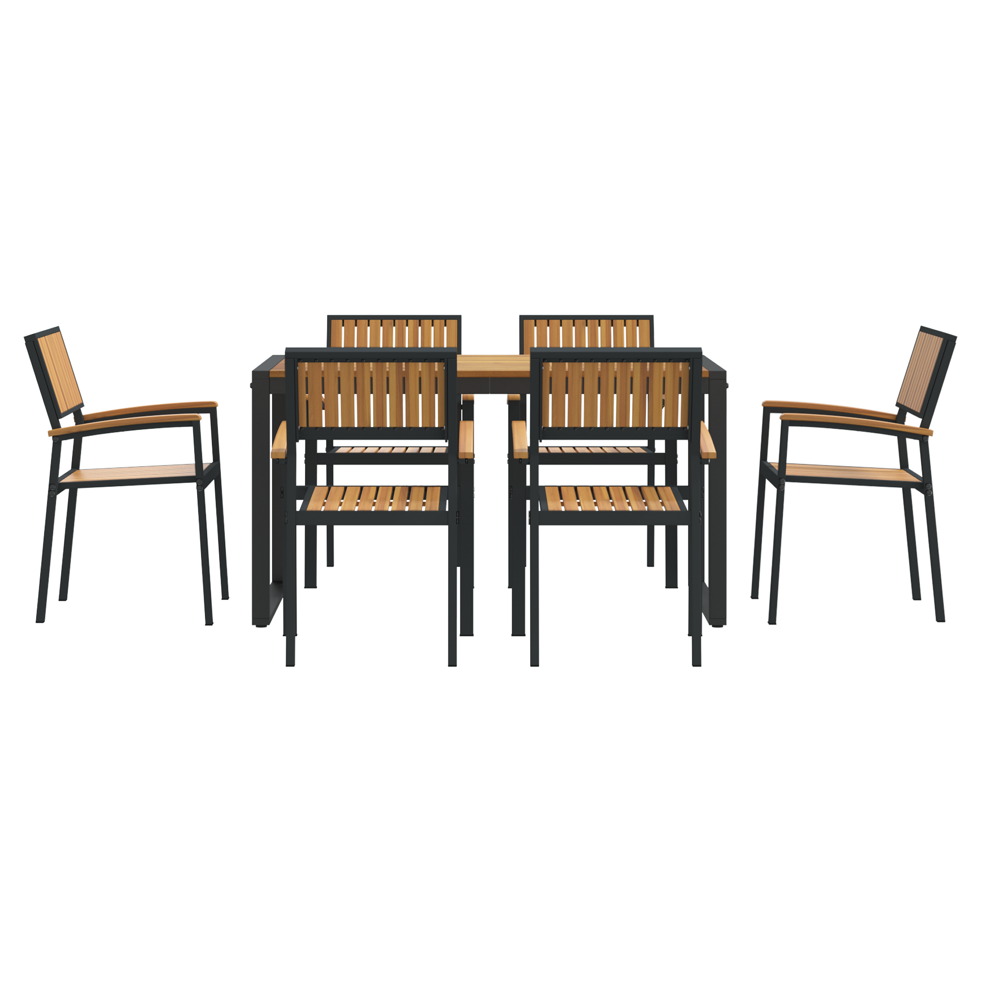 Set de dining pentru grădină cu 7 piese din lemn masiv de acacia și metal GartenMobel Dekor