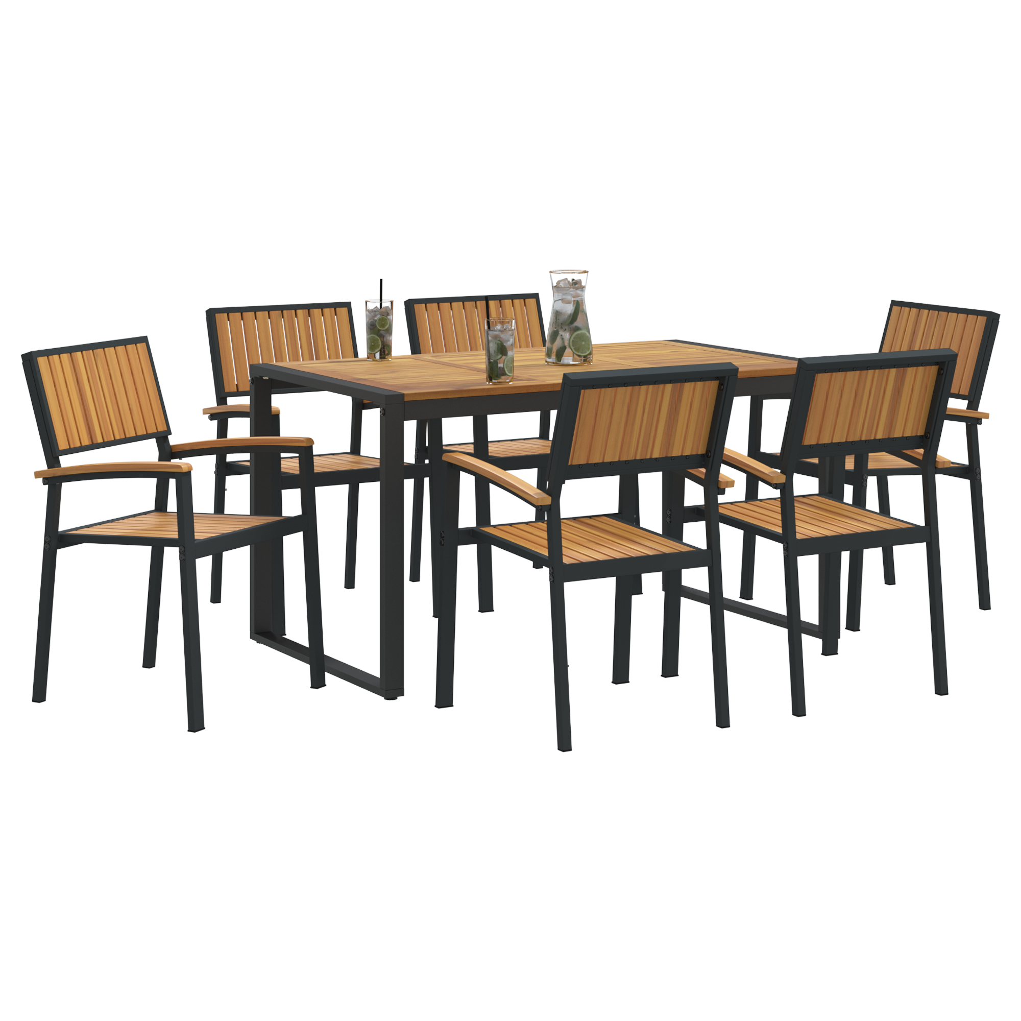 Set de dining pentru grădină cu 7 piese din lemn masiv de acacia și metal GartenMobel Dekor