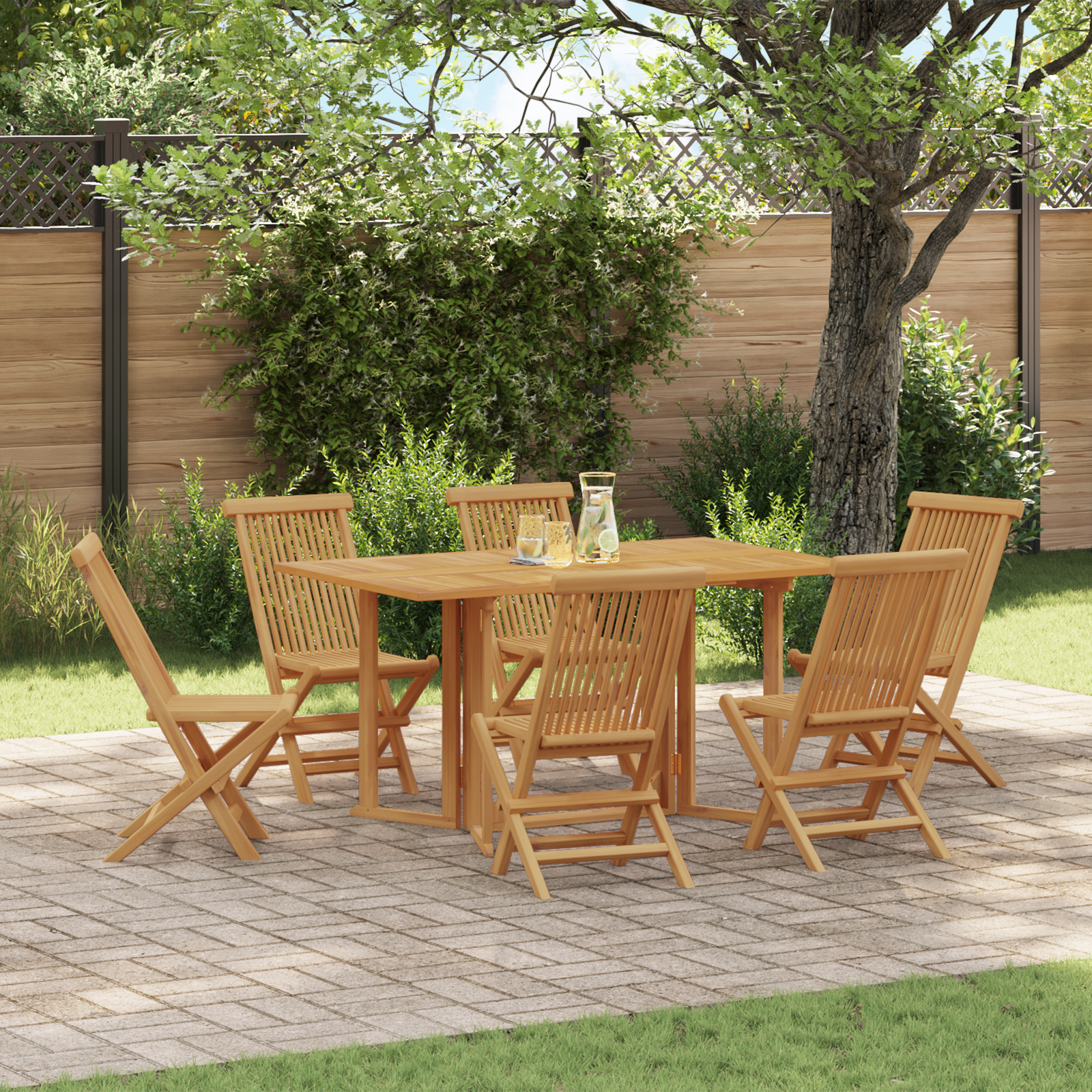 Set de masă pentru grădină 7 piese din lemn masiv de tec GartenMobel Dekor