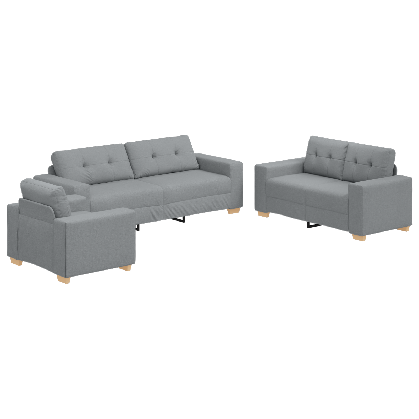 Set canapea, 3 piese, perne gri deschis, textil GartenMobel Dekor