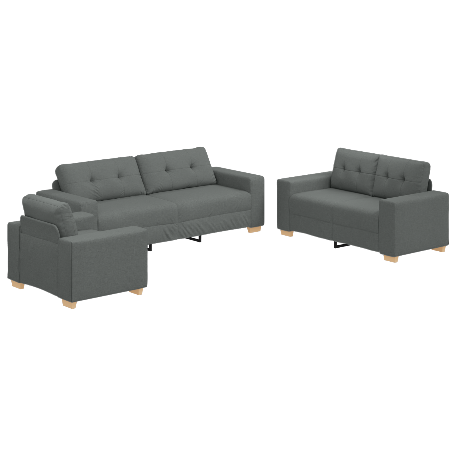 Set canapea, 3 piese, perne gri închis, textil GartenMobel Dekor