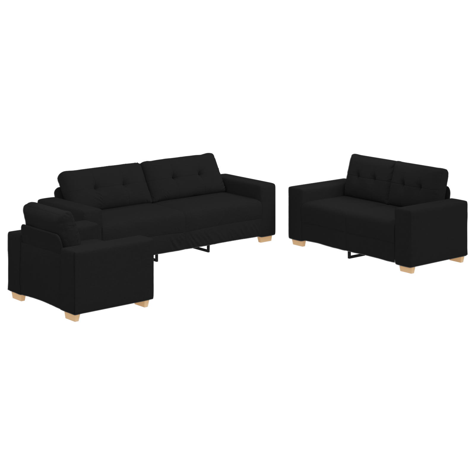 Set canapea, 3 piese, perne negre, textil GartenMobel Dekor