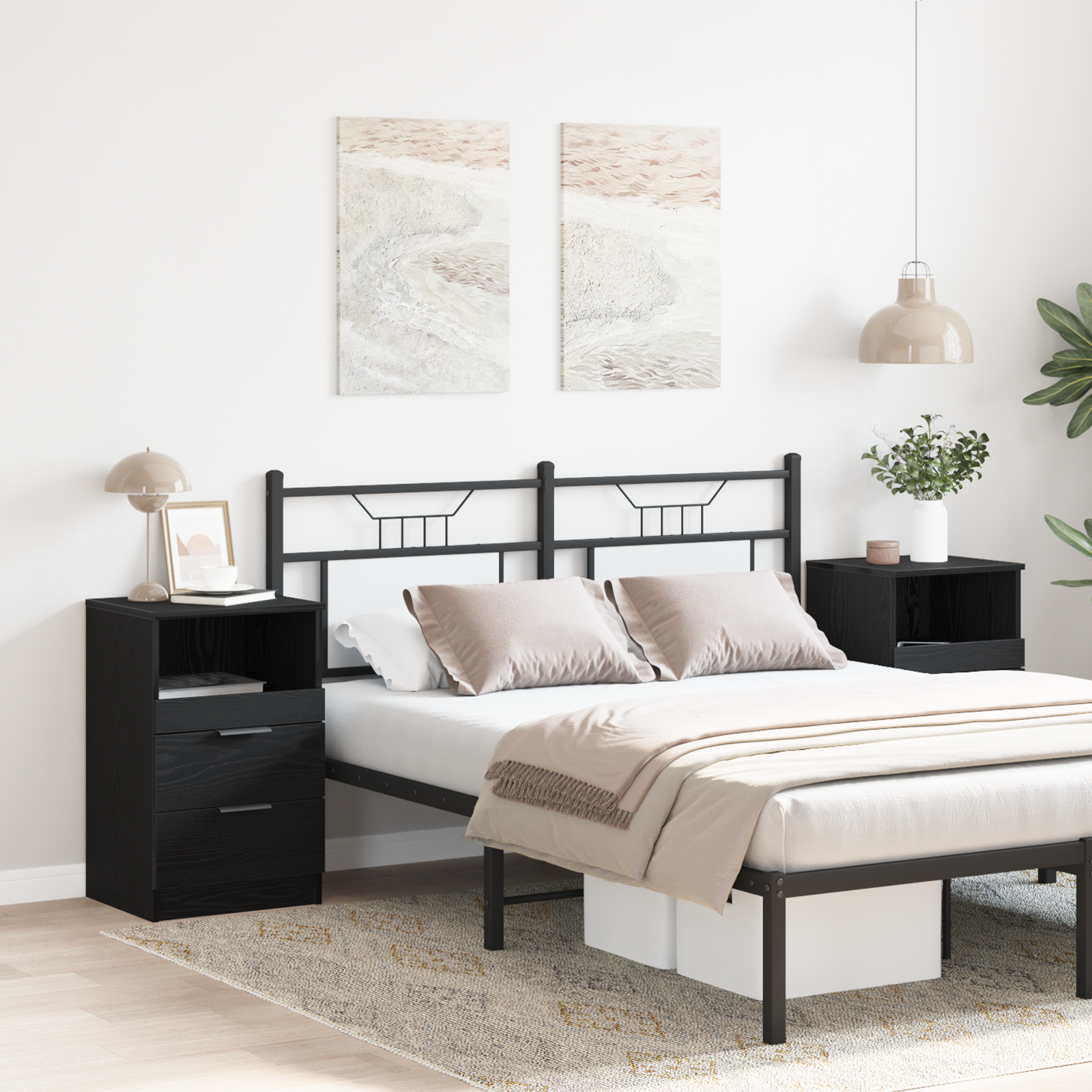 Noptiere, 2 buc., stejar negru, 40x35x65 cm, lemn prelucrat GartenMobel Dekor