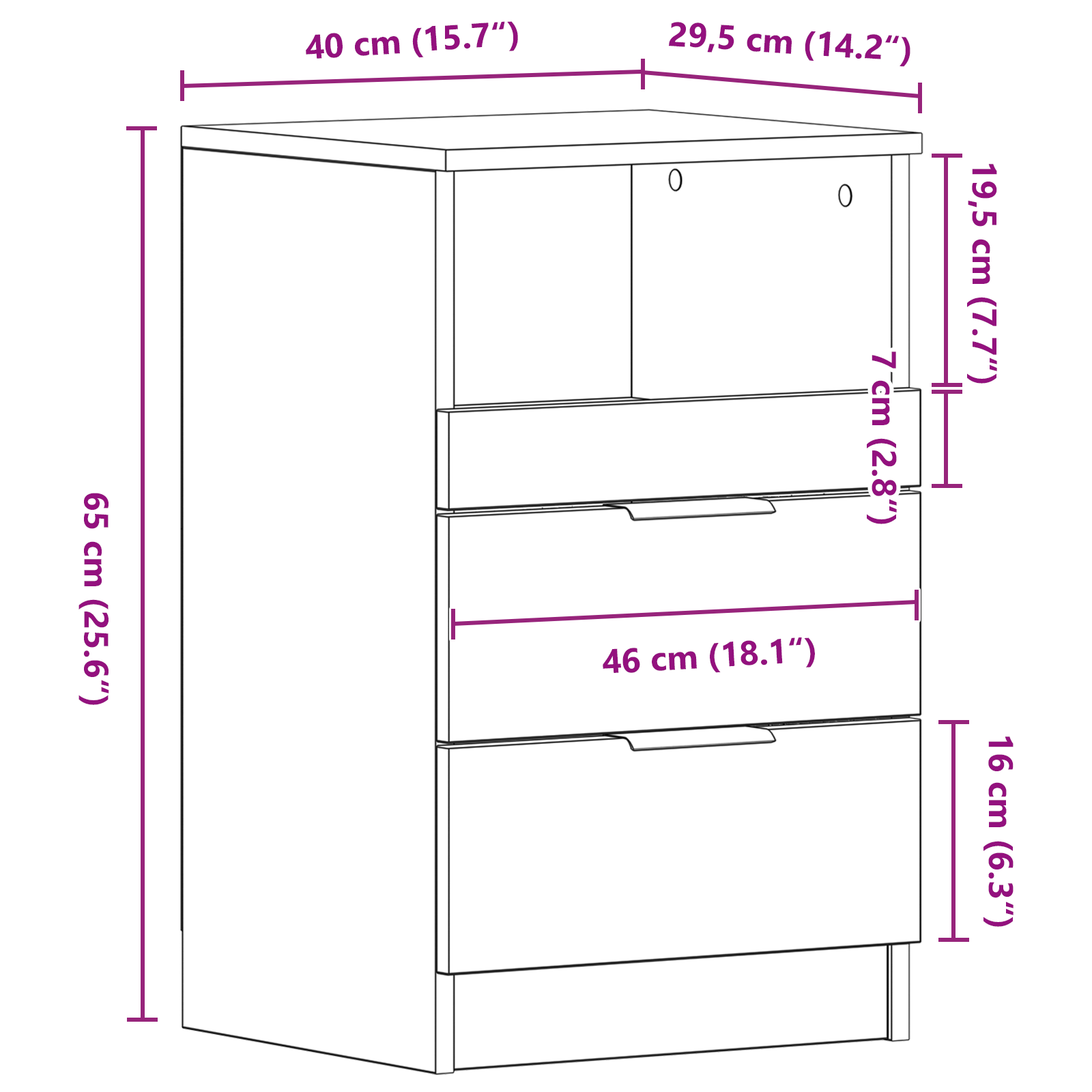 Noptiere, 2 buc., stejar negru, 40x35x65 cm, lemn prelucrat GartenMobel Dekor
