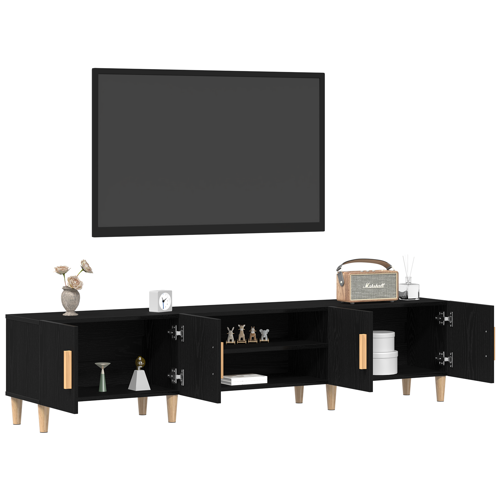 Dulap TV, stejar negru, 180x31,5x40 cm, lemn prelucrat GartenMobel Dekor