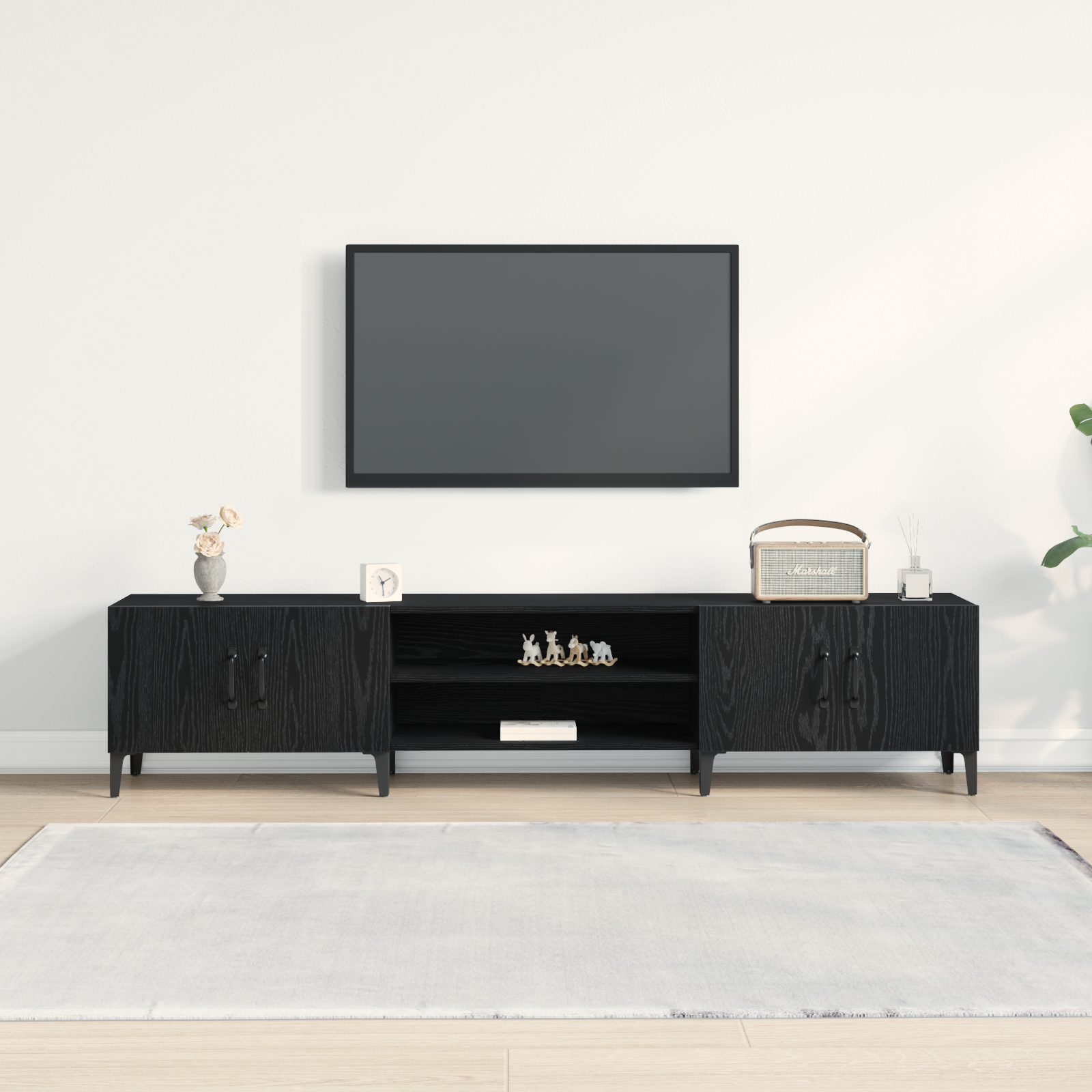 Dulap TV, stejar negru, 180x31,5x40 cm, lemn prelucrat GartenMobel Dekor