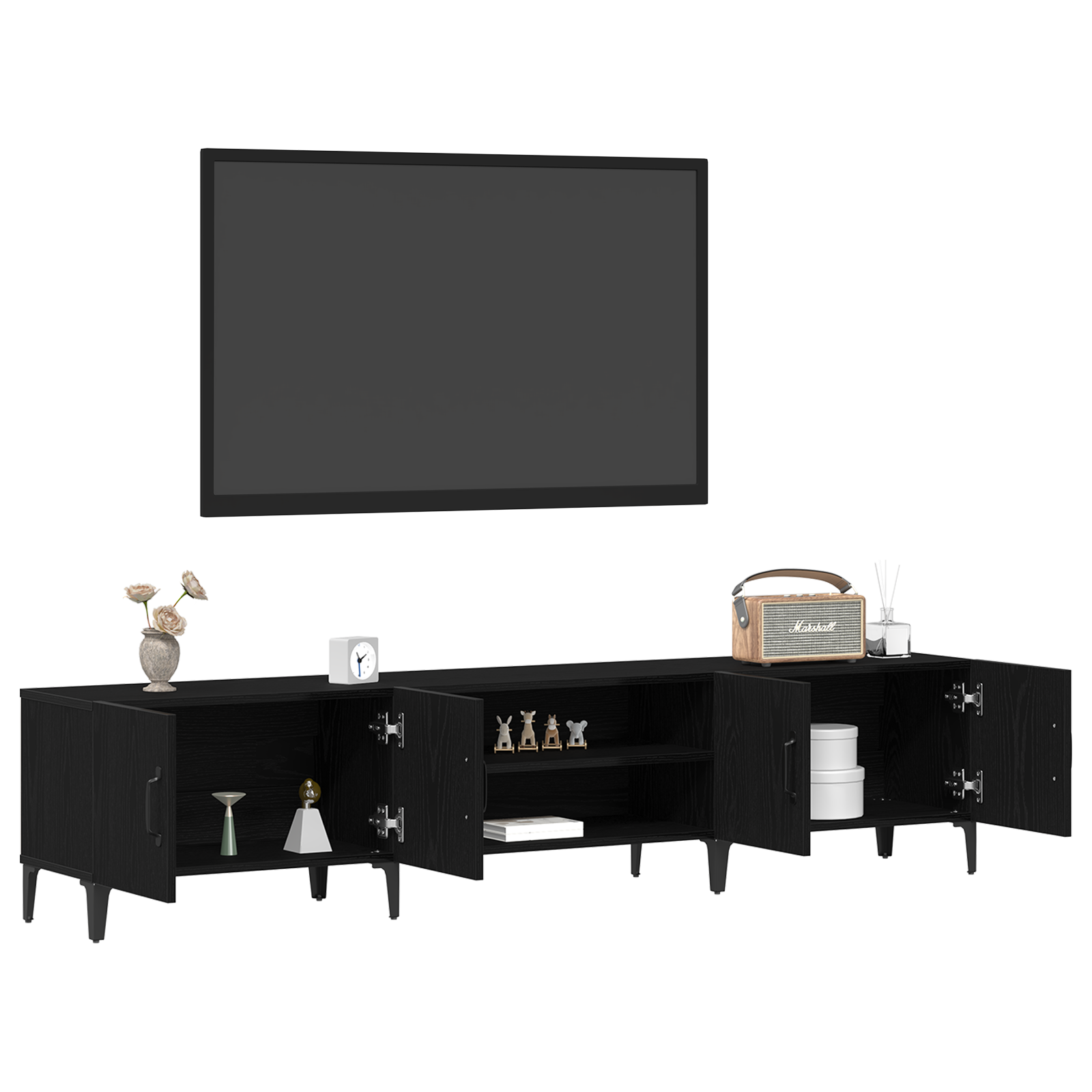 Dulap TV, stejar negru, 180x31,5x40 cm, lemn prelucrat GartenMobel Dekor