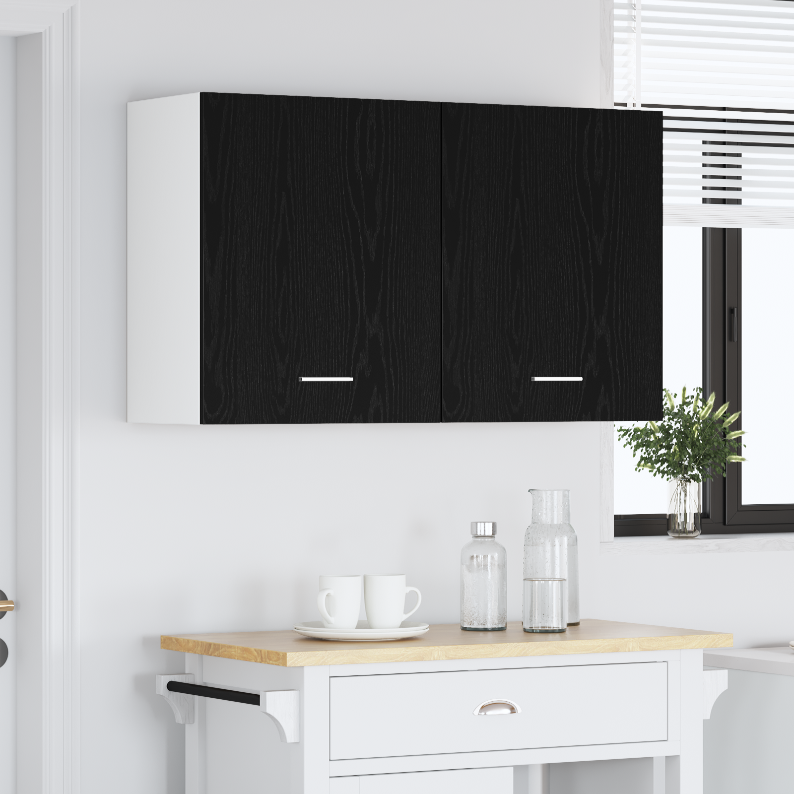 Dulapuri Suspendate - 2 Pachete - Stejar Negru, 100x31x60 cm - Fabricate din Lemn Prelucrat GartenMobel Dekor