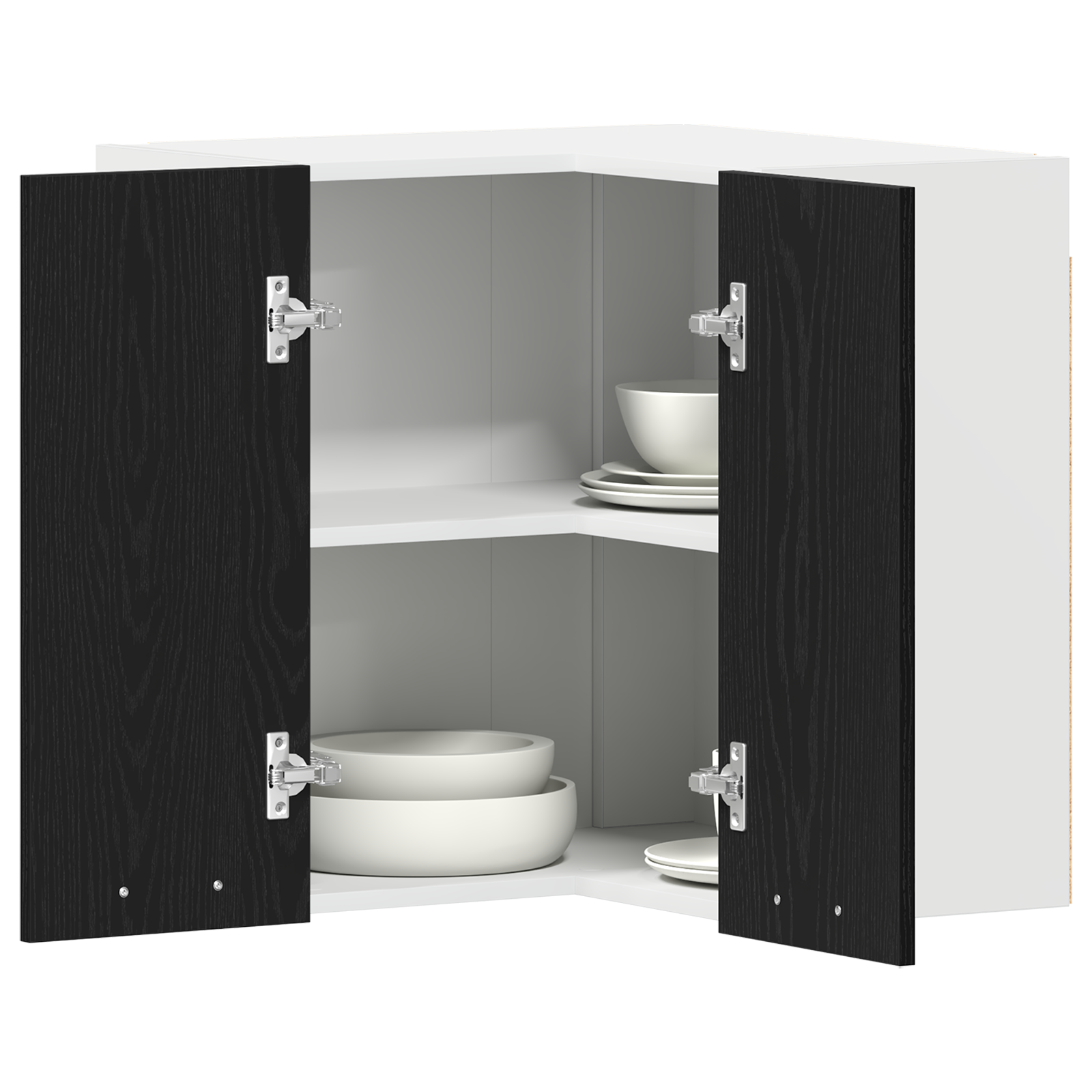Dulap colțar suspendat  - Stejar negru - 57x57x60 cm - Fabricat din lemn prelucrat GartenMobel Dekor