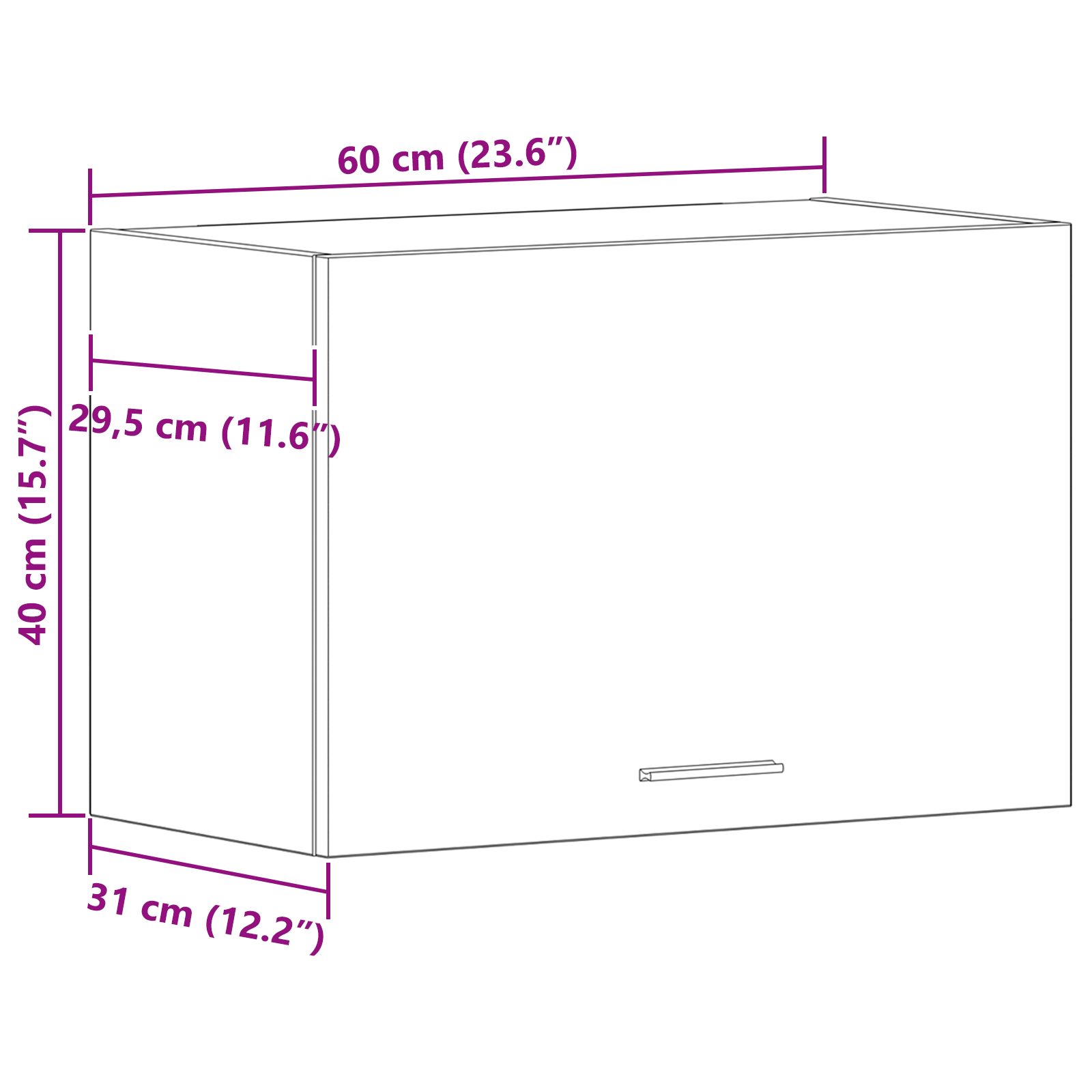 Dulap suspendat  în stejar negru - 60x31x60 cm, Fabricat din lemn prelucrat GartenMobel Dekor