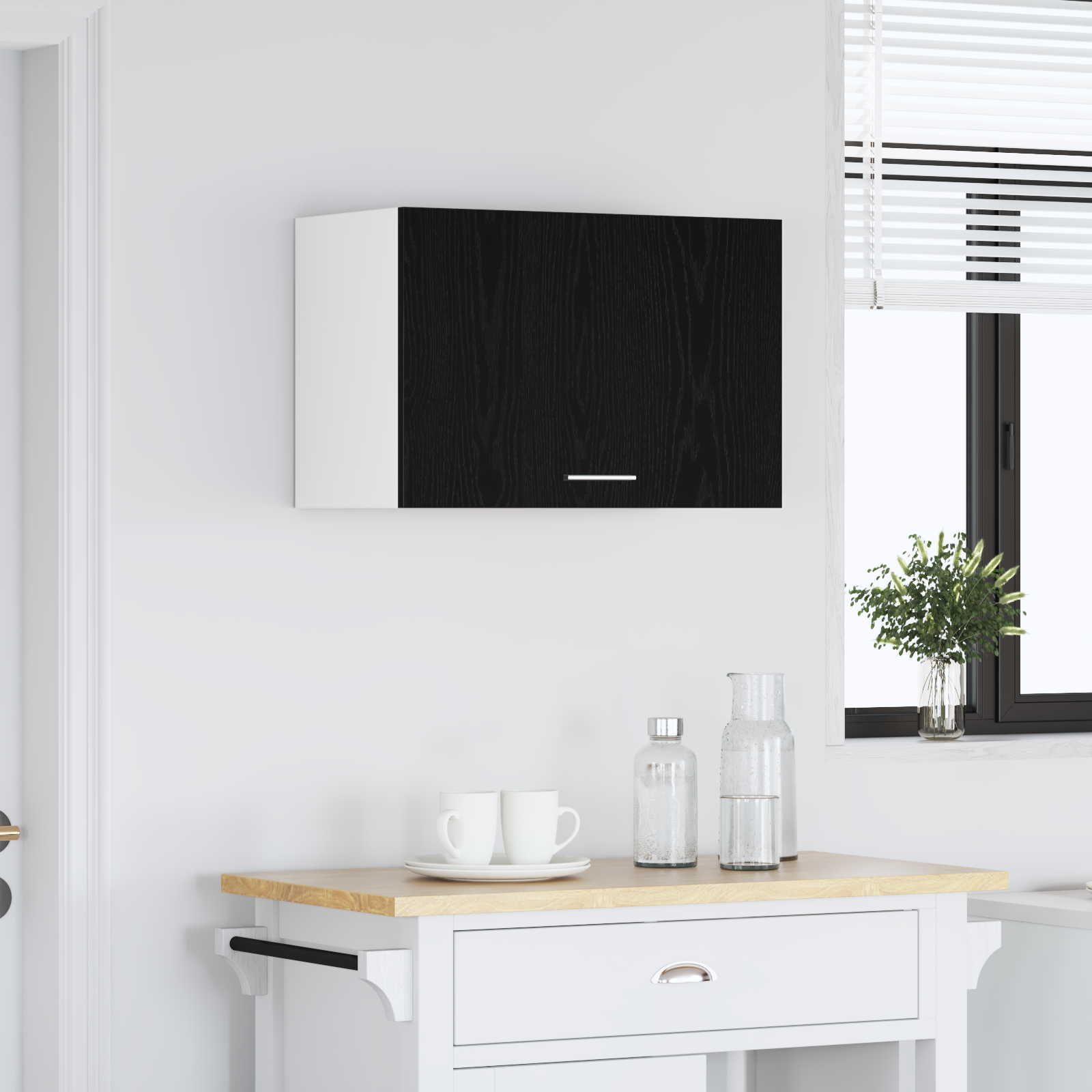 Dulap suspendat  în stejar negru - 60x31x60 cm, Fabricat din lemn prelucrat GartenMobel Dekor