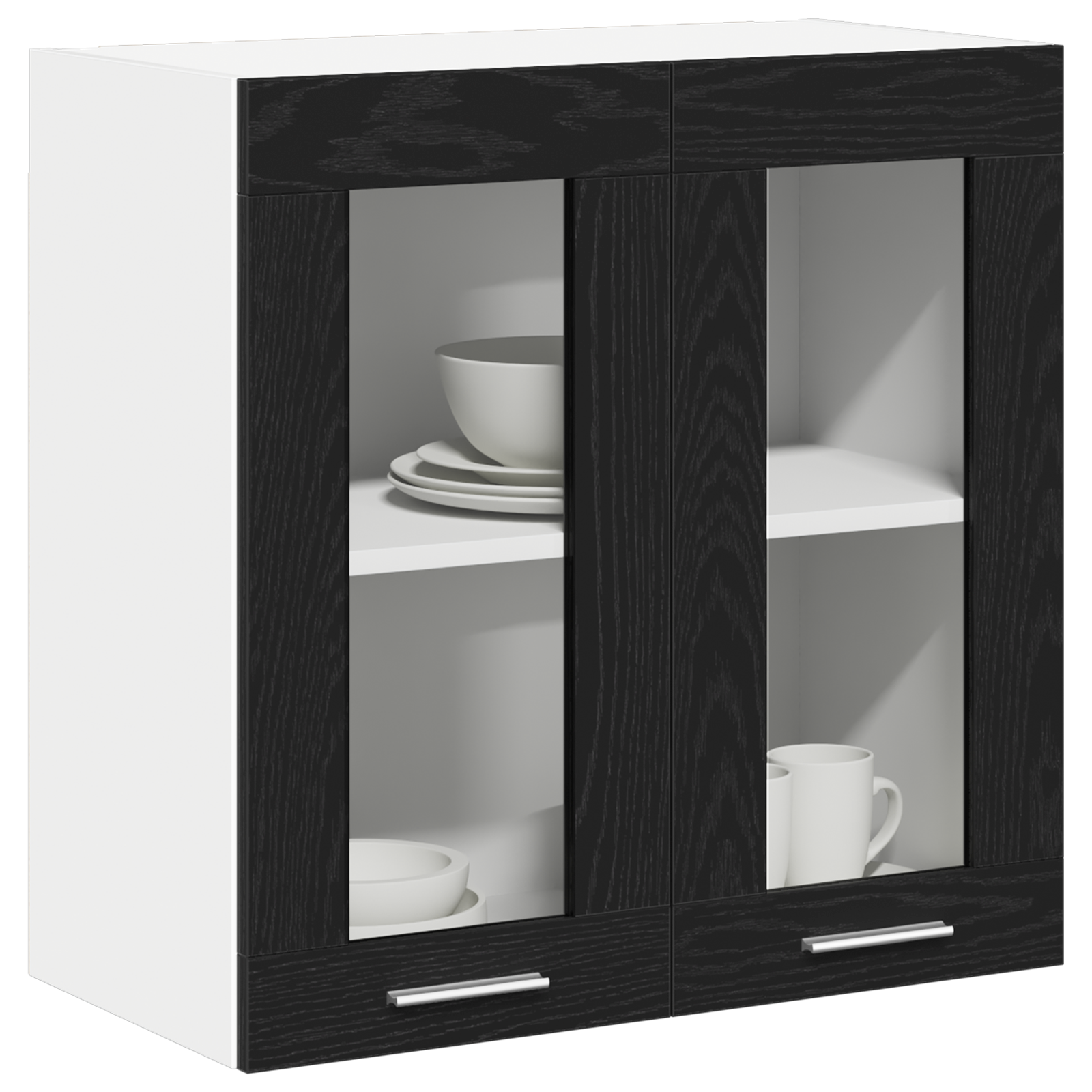 Cabinet de sticlă suspendat în stejar negru - 60x31x60 cm GartenMobel Dekor
