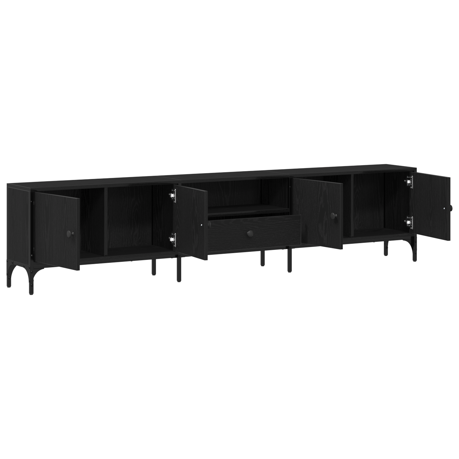 Dulap TV cu sertar, stejar negru, 200x25x44 cm, lemn prelucrat GartenMobel Dekor
