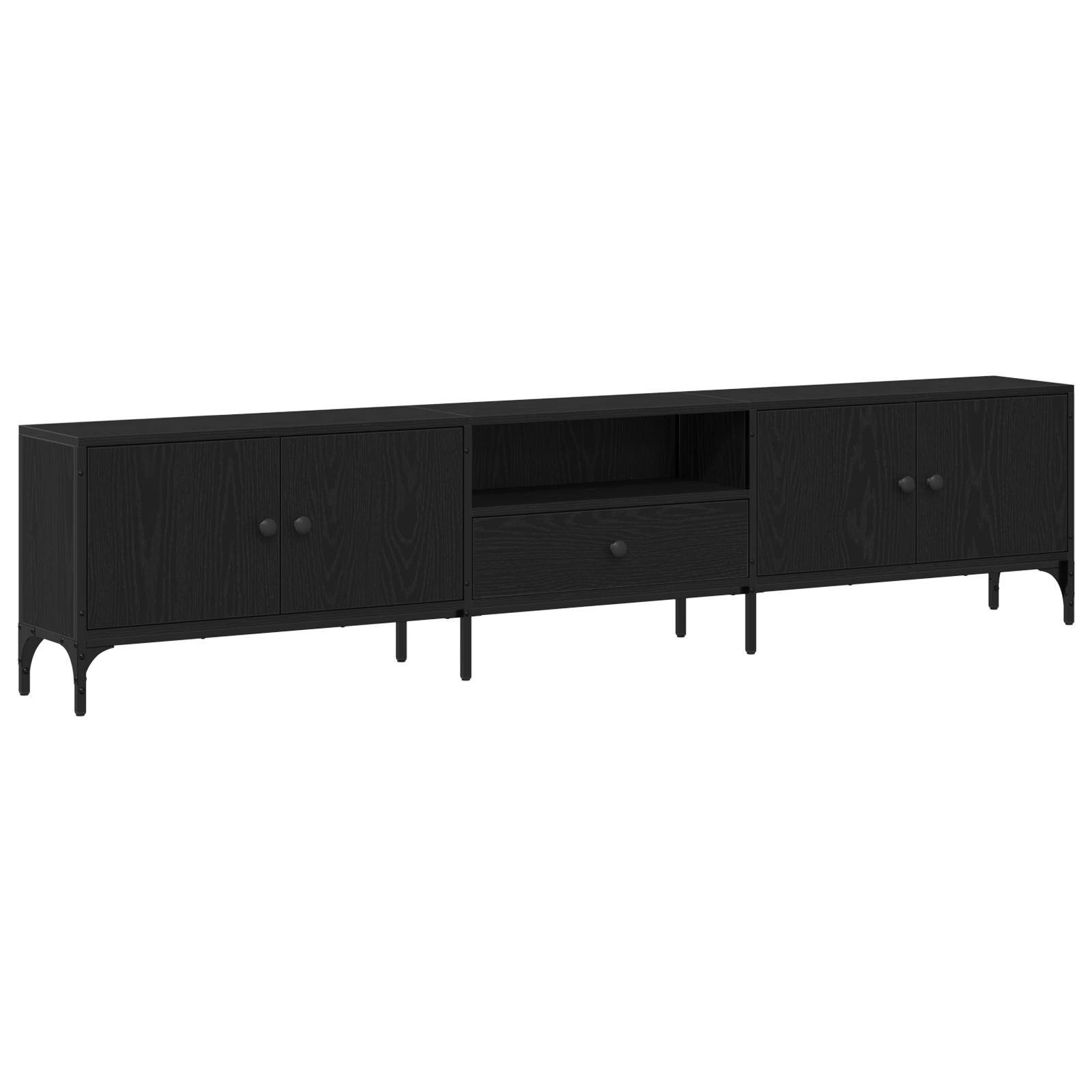 Dulap TV cu sertar, stejar negru, 200x25x44 cm, lemn prelucrat GartenMobel Dekor