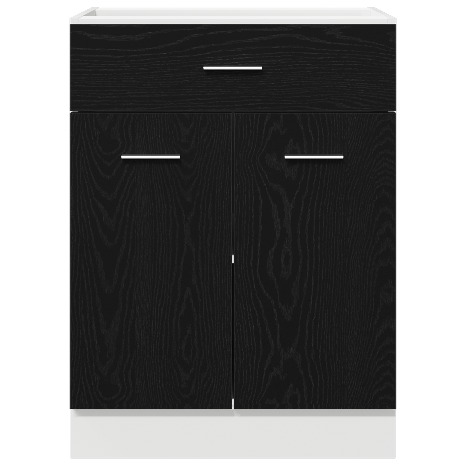 Dulap cu Sertare Negru din Stejar - 60x46x81.5 cm Fabricat din Lemn Prelucrat GartenMobel Dekor