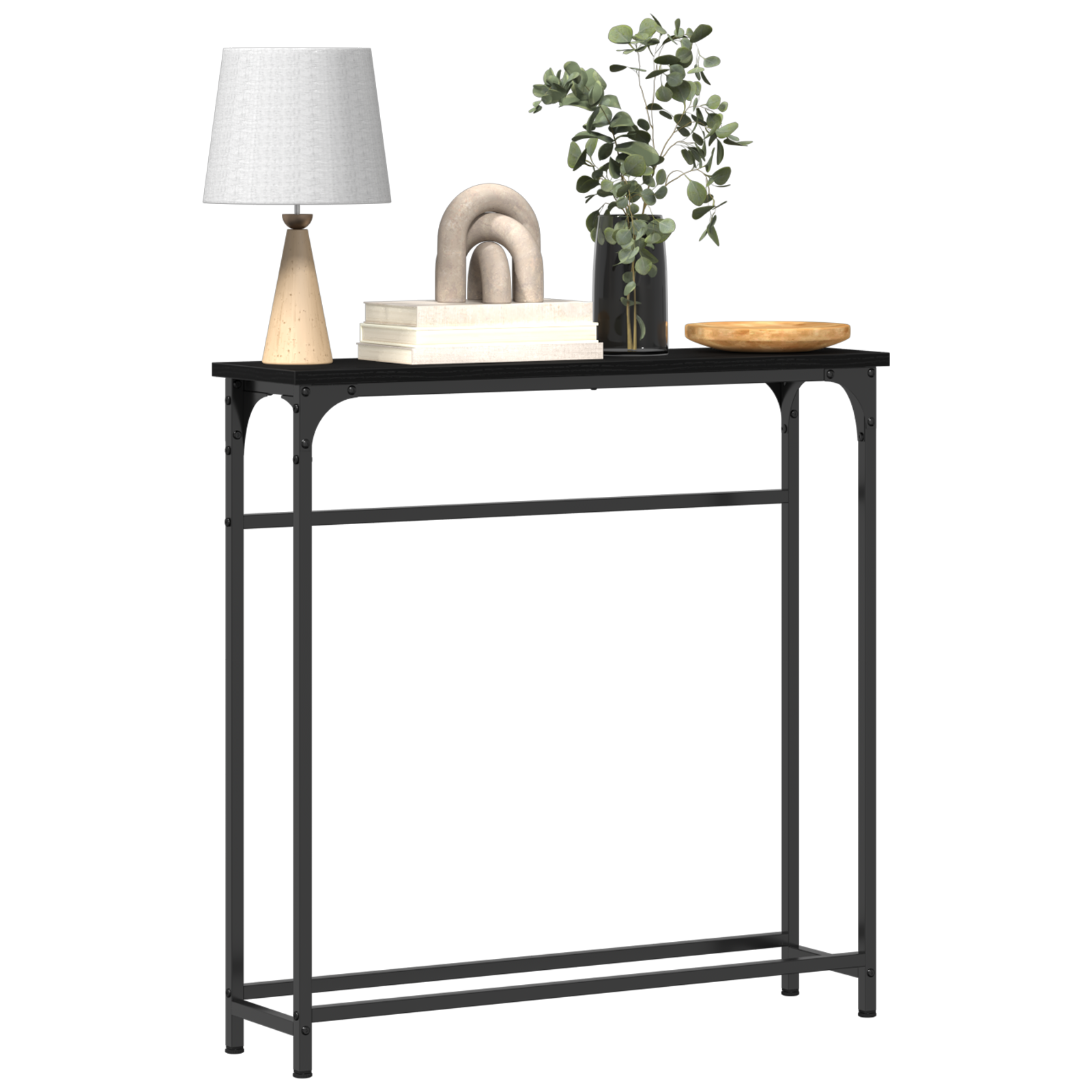 Masă Consolă Negru Stejar 75x19,5x75 cm Lemn prelucrat GartenMobel Dekor