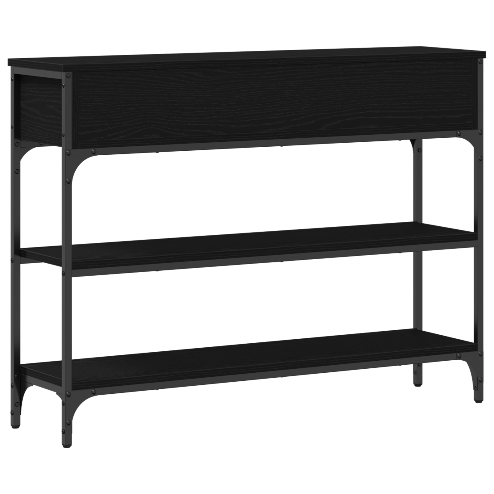 Masă consolă, stejar negru, 100x25x75 cm, lemn prelucrat & oțel GartenMobel Dekor