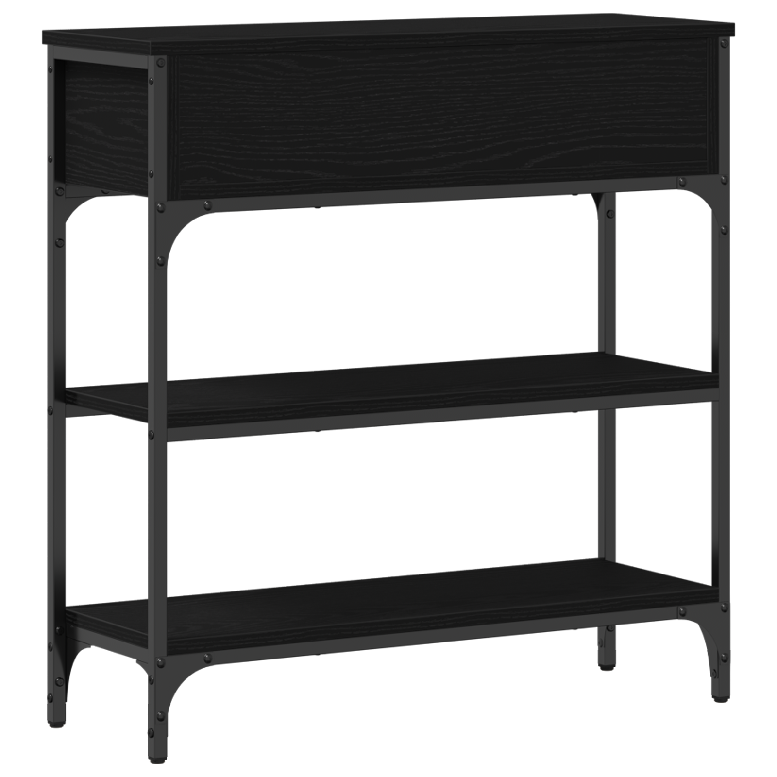 Masă consolă, stejar negru, 72,5x25x75 cm lemn prelucrat & oțel GartenMobel Dekor