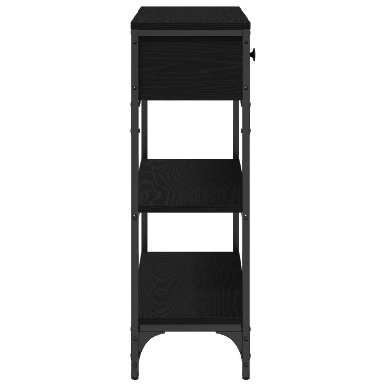 Masă consolă, stejar negru, 72,5x25x75 cm lemn prelucrat & oțel GartenMobel Dekor