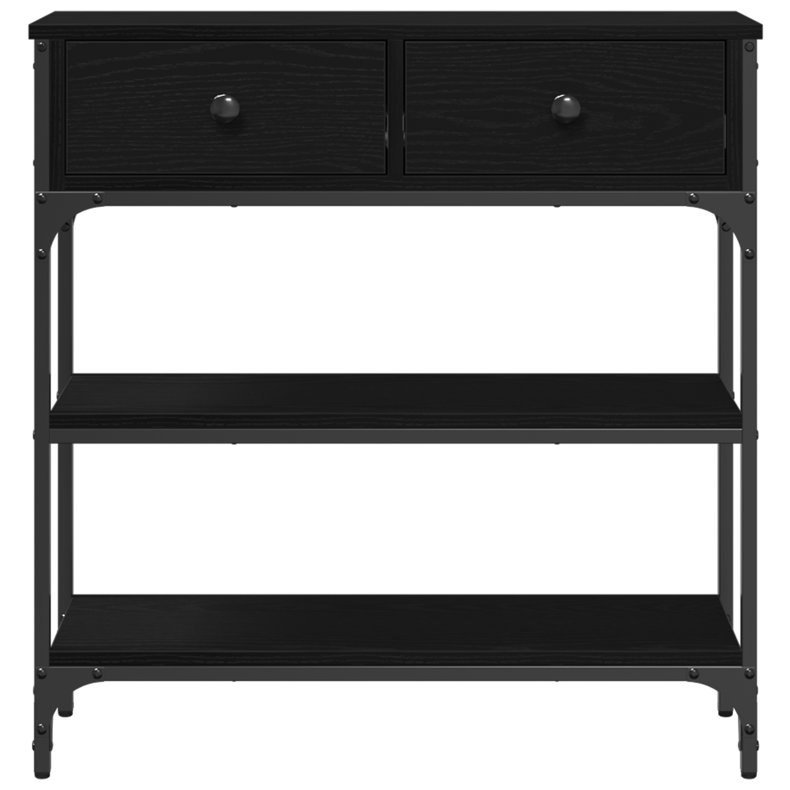 Masă consolă, stejar negru, 72,5x25x75 cm lemn prelucrat & oțel GartenMobel Dekor