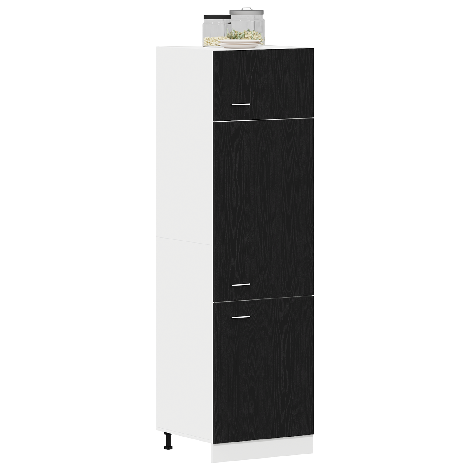 Dulap Frigidere  în Stejar Negru - 60x57x207 cm, Fabricat din Lemn Prelucrat GartenMobel Dekor