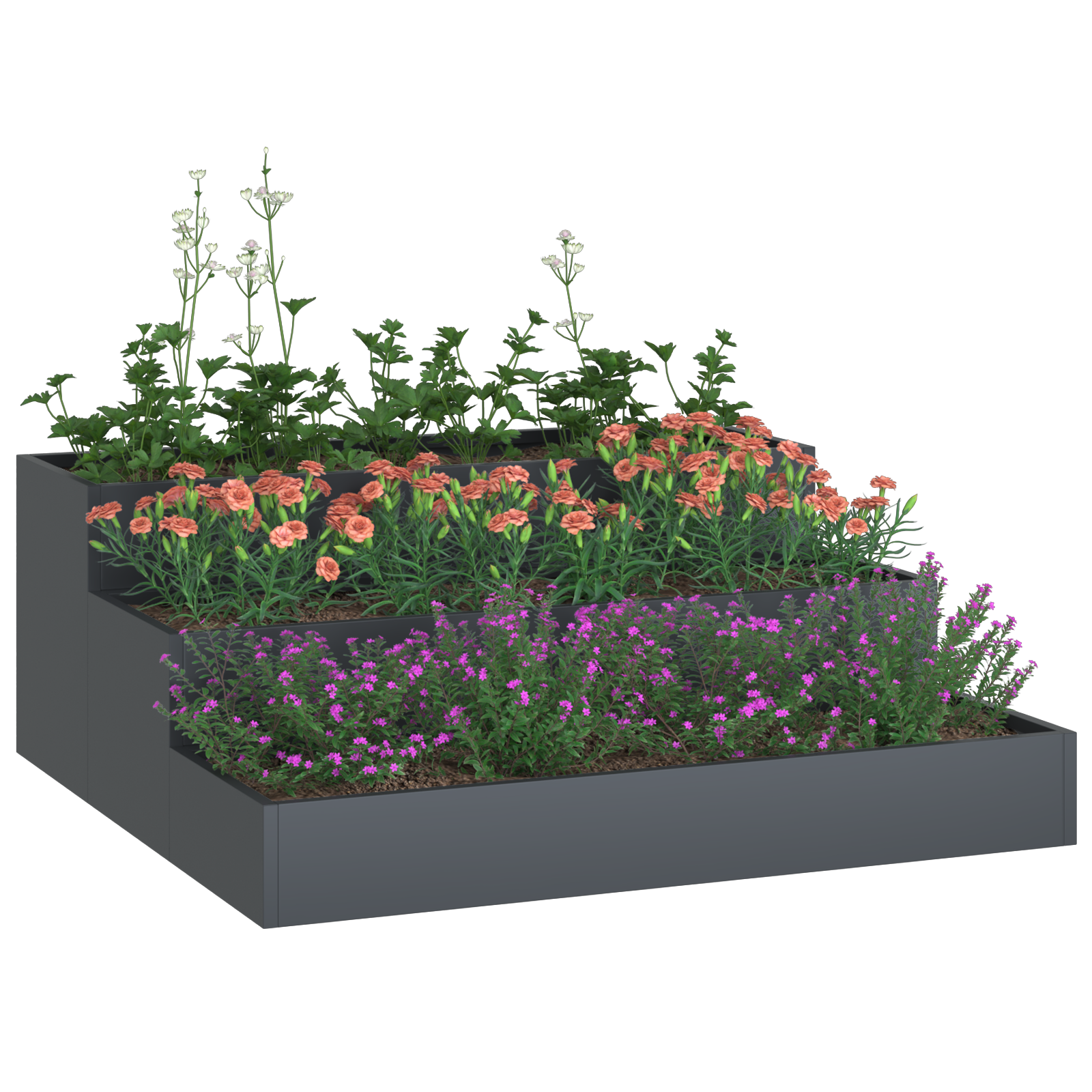 Ghiveci de Grădină 3-Tier 90x90x35 cm Oțel Antracit GartenMobel Dekor