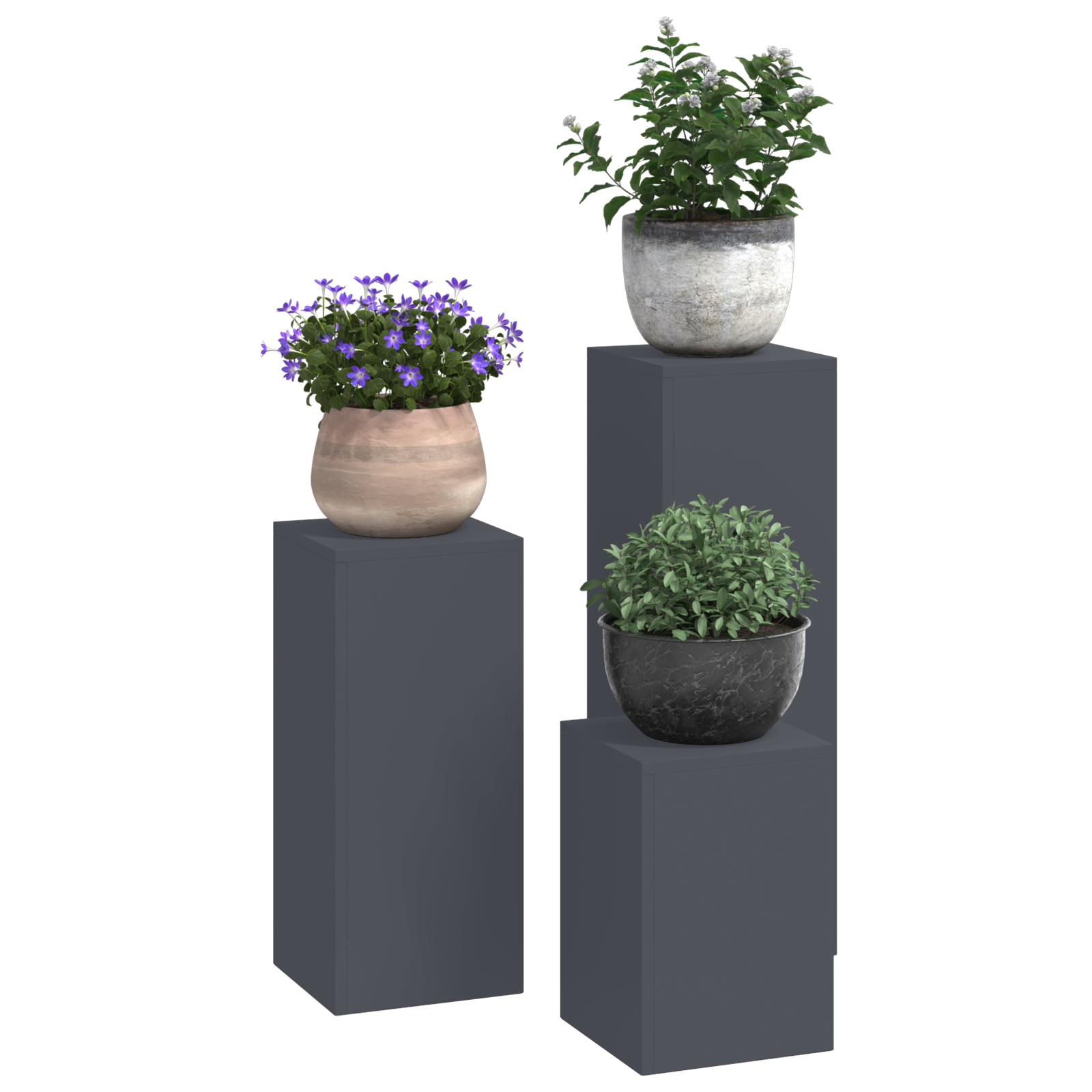 Suporturi plante pilon, exterior, 3 buc., antracit, oțel GartenMobel Dekor