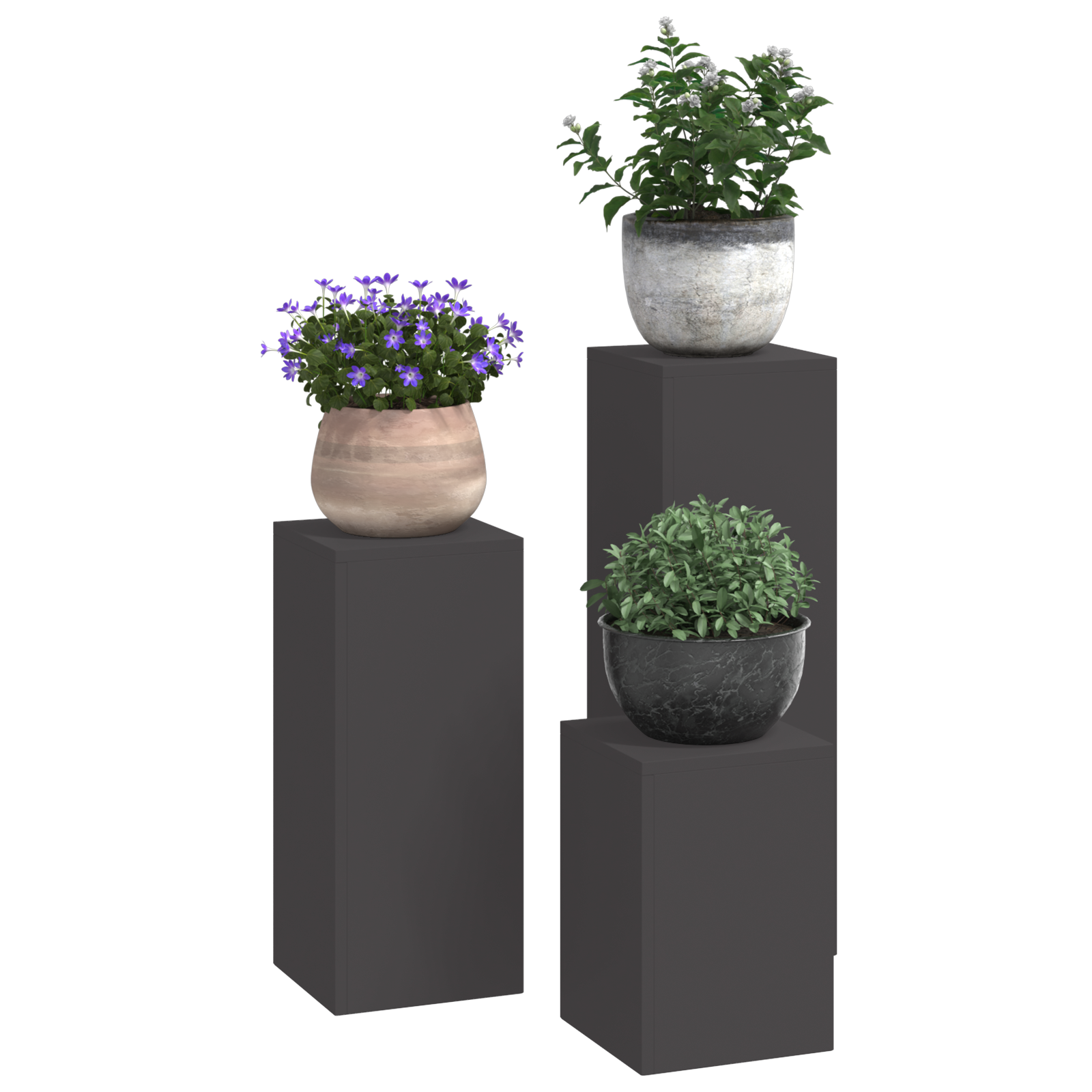 Suporturi plante pilon, exterior, 3 buc., negru, oțel GartenMobel Dekor