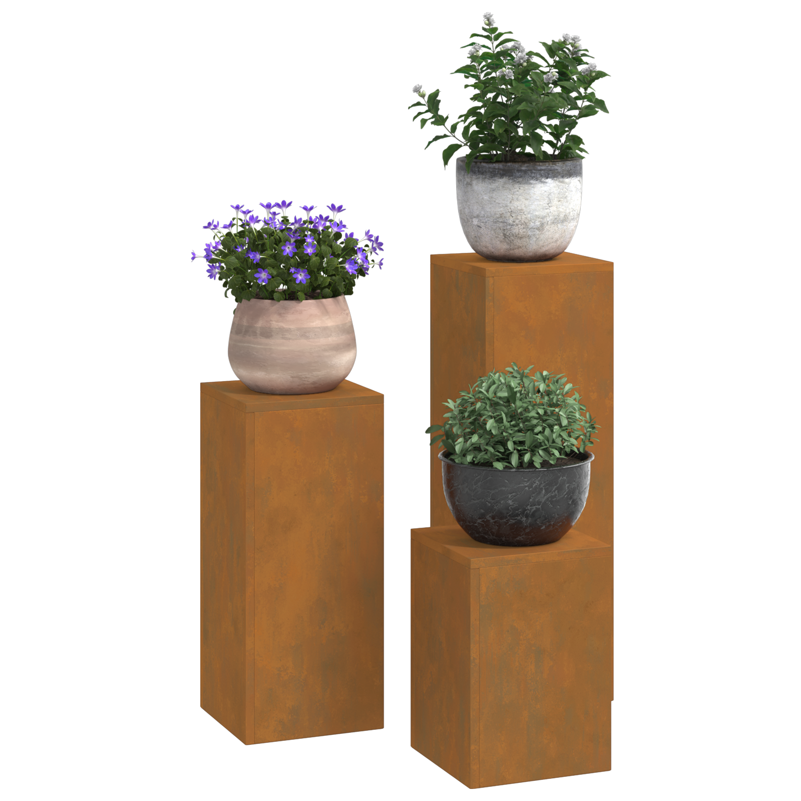 Suporturi plante pilon, exterior, 3 buc., oțel corten GartenMobel Dekor