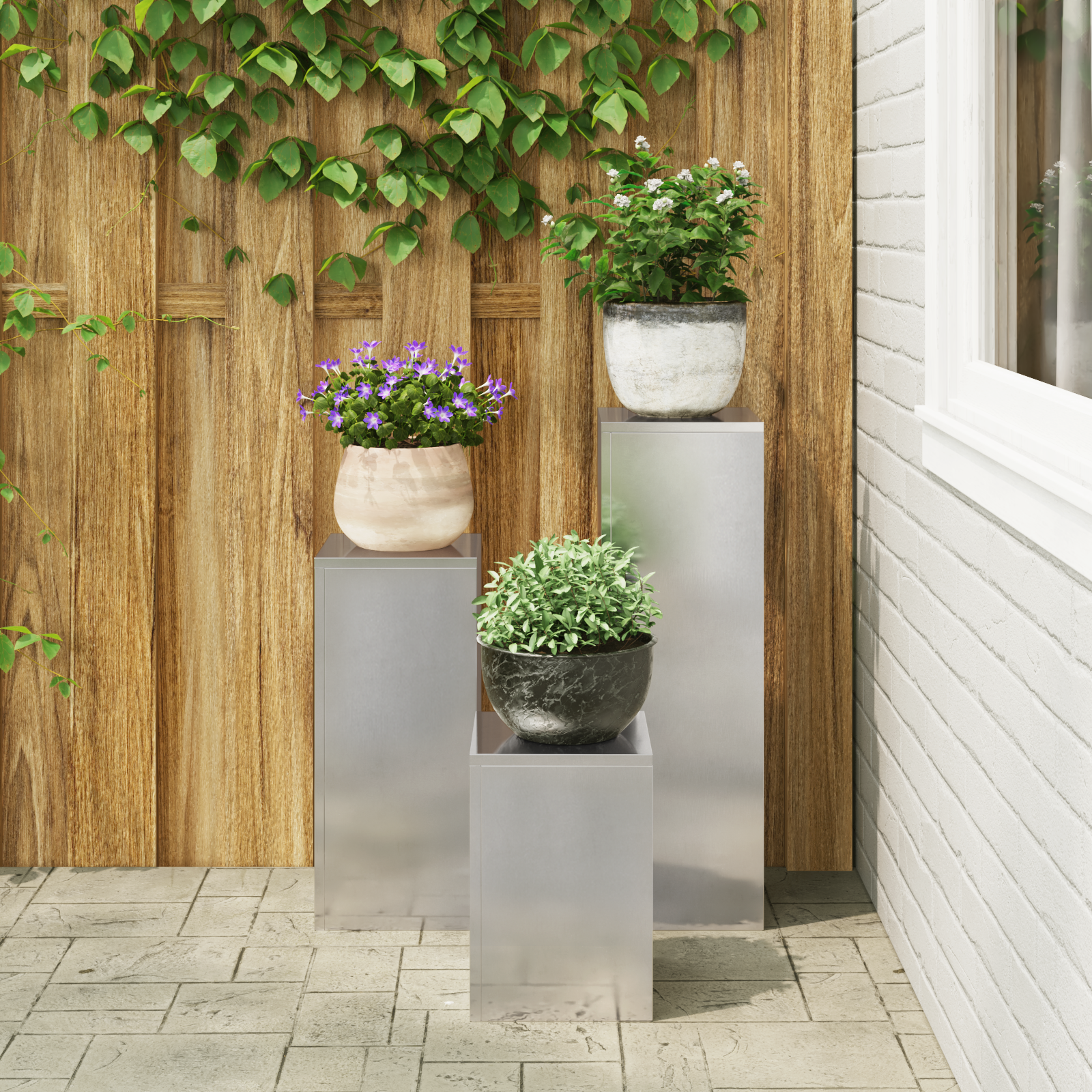 Suporturi plante pilon, exterior, 3 buc., oțel inoxidabil GartenMobel Dekor